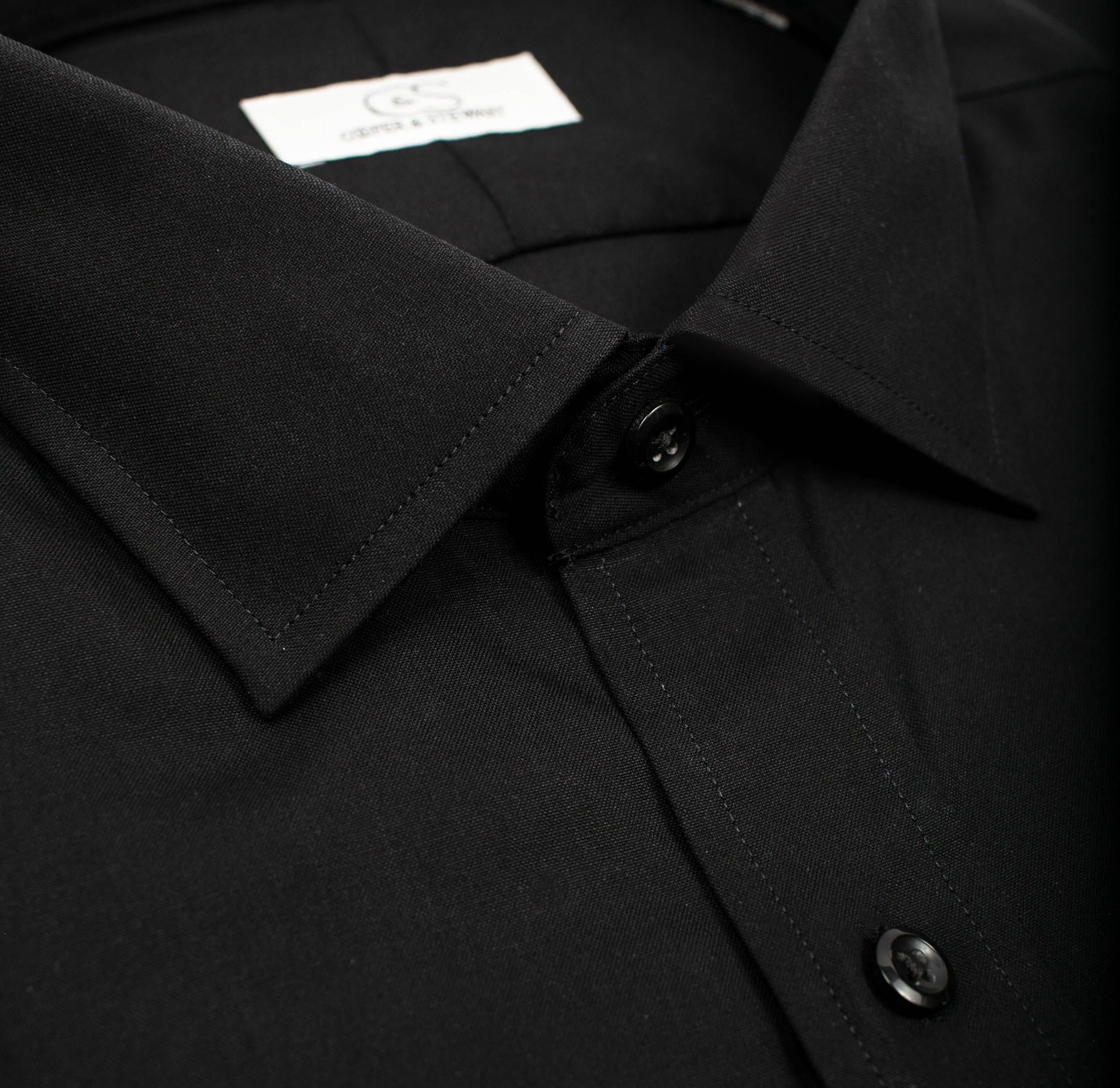 black spread collar dress shirt Tall Neck High Spread Wide Collar Black Dress Shirt Men Harry Hill Style Vintage