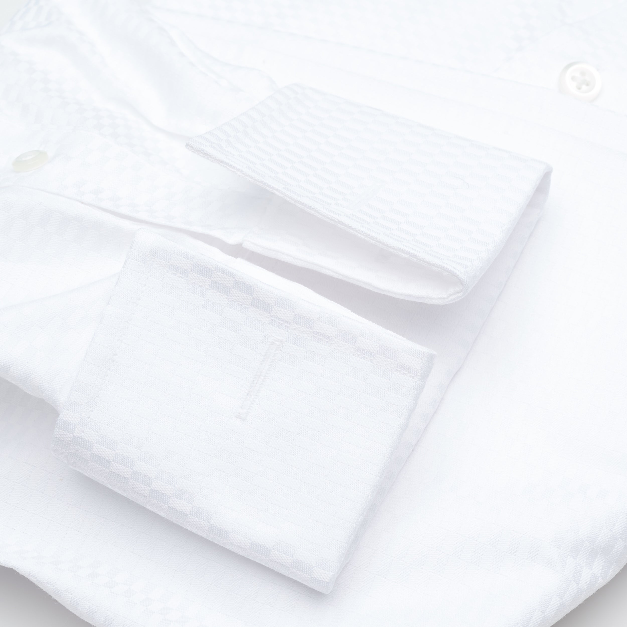 010 TF SC - White Tonal Tuxedo Tailored Fit Spread Collar