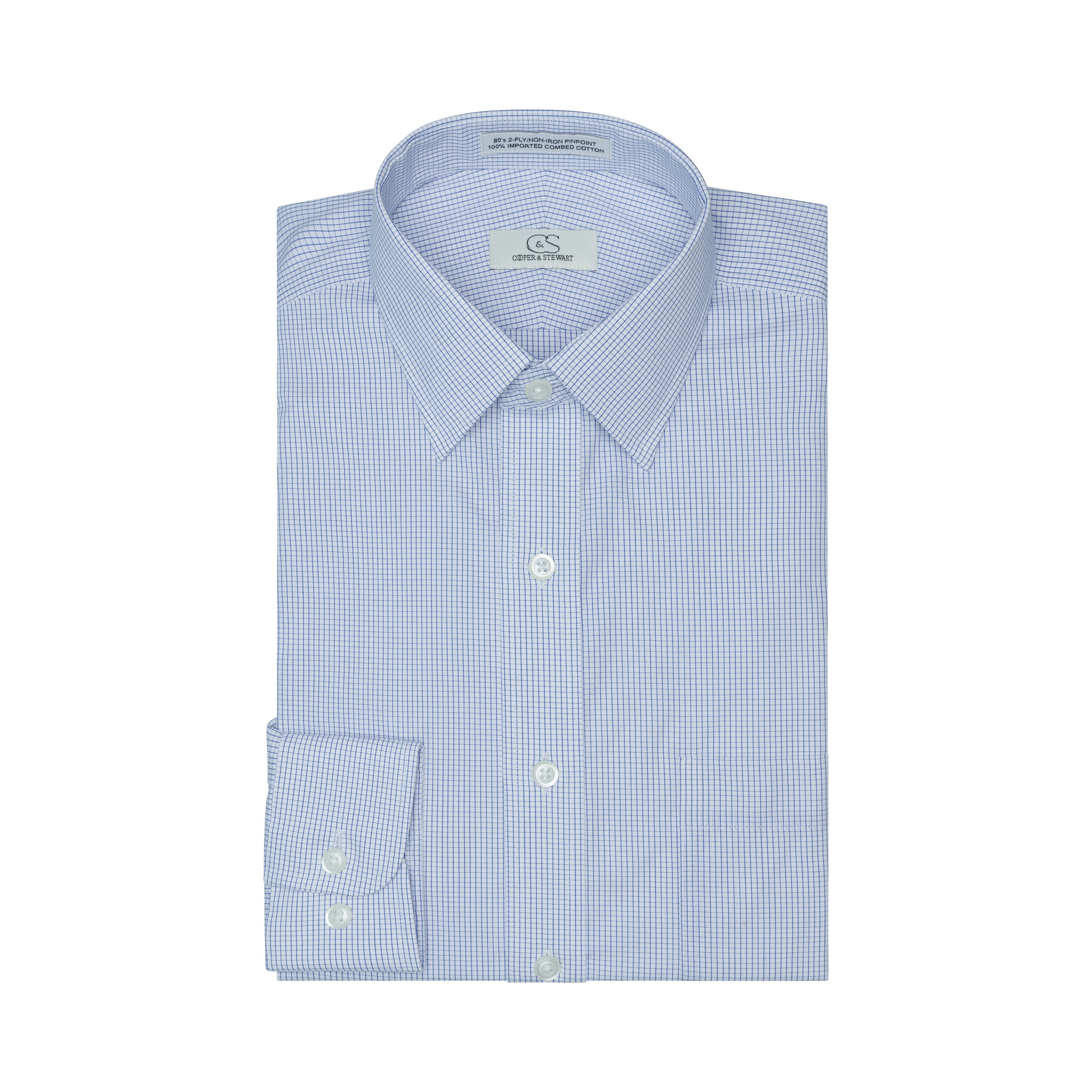 017 SC - Blue Graph Check Spread Collar