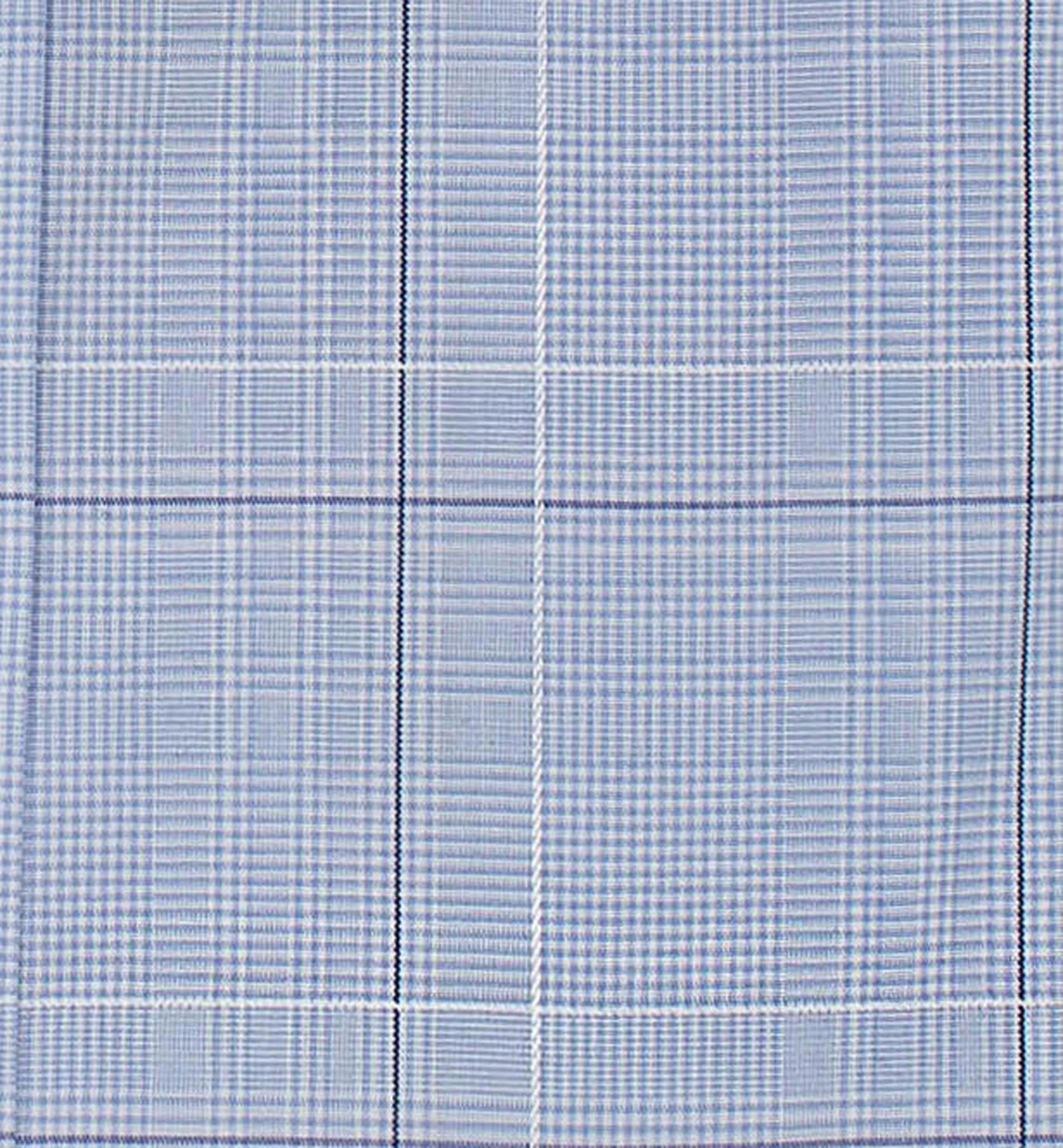 021 SC - Blue Ground Square Box Check Spread Collar
