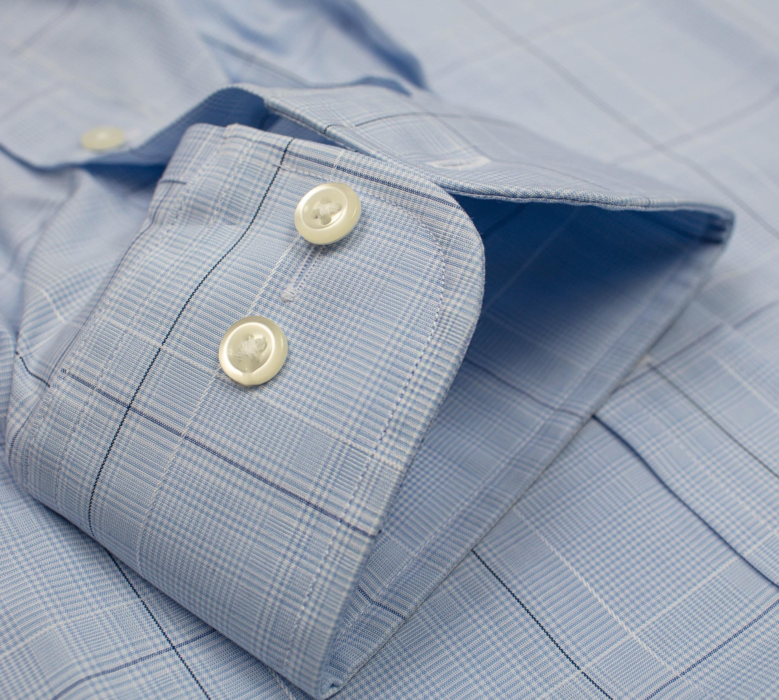 021 SC - Blue Ground Square Box Check Spread Collar