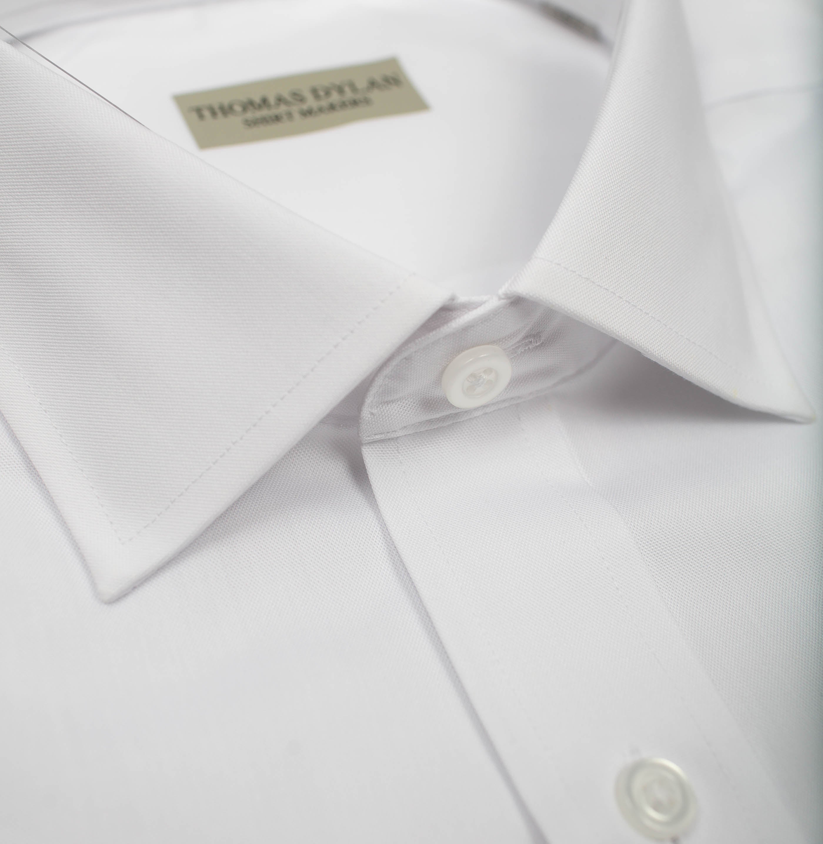 023 TF SC - Thomas Dylan White Tailored Fit Spread Collar