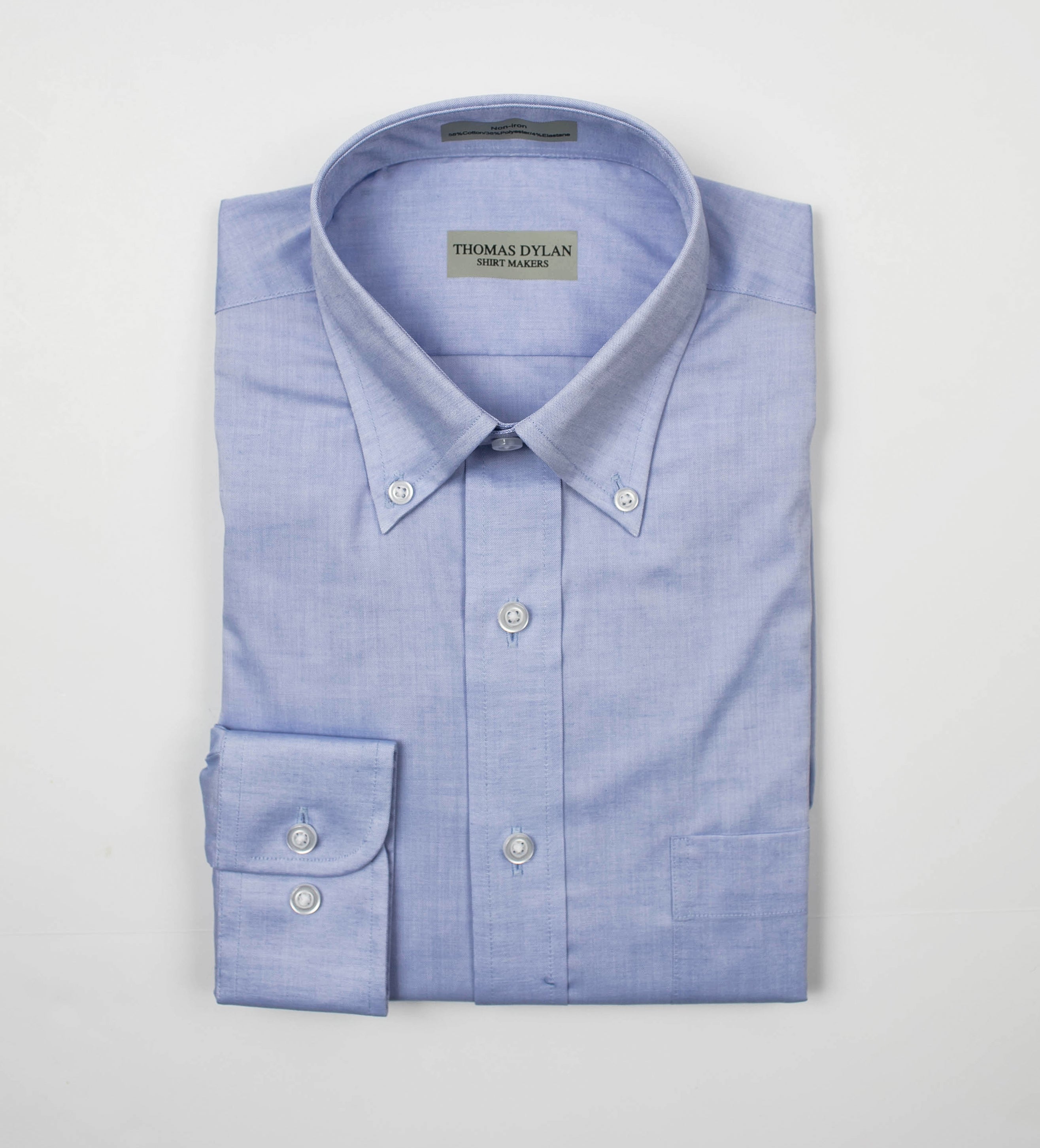 024 SS TF BD - Thomas Dylan Blue Short Sleeve Tailored Fit Button Down Collar