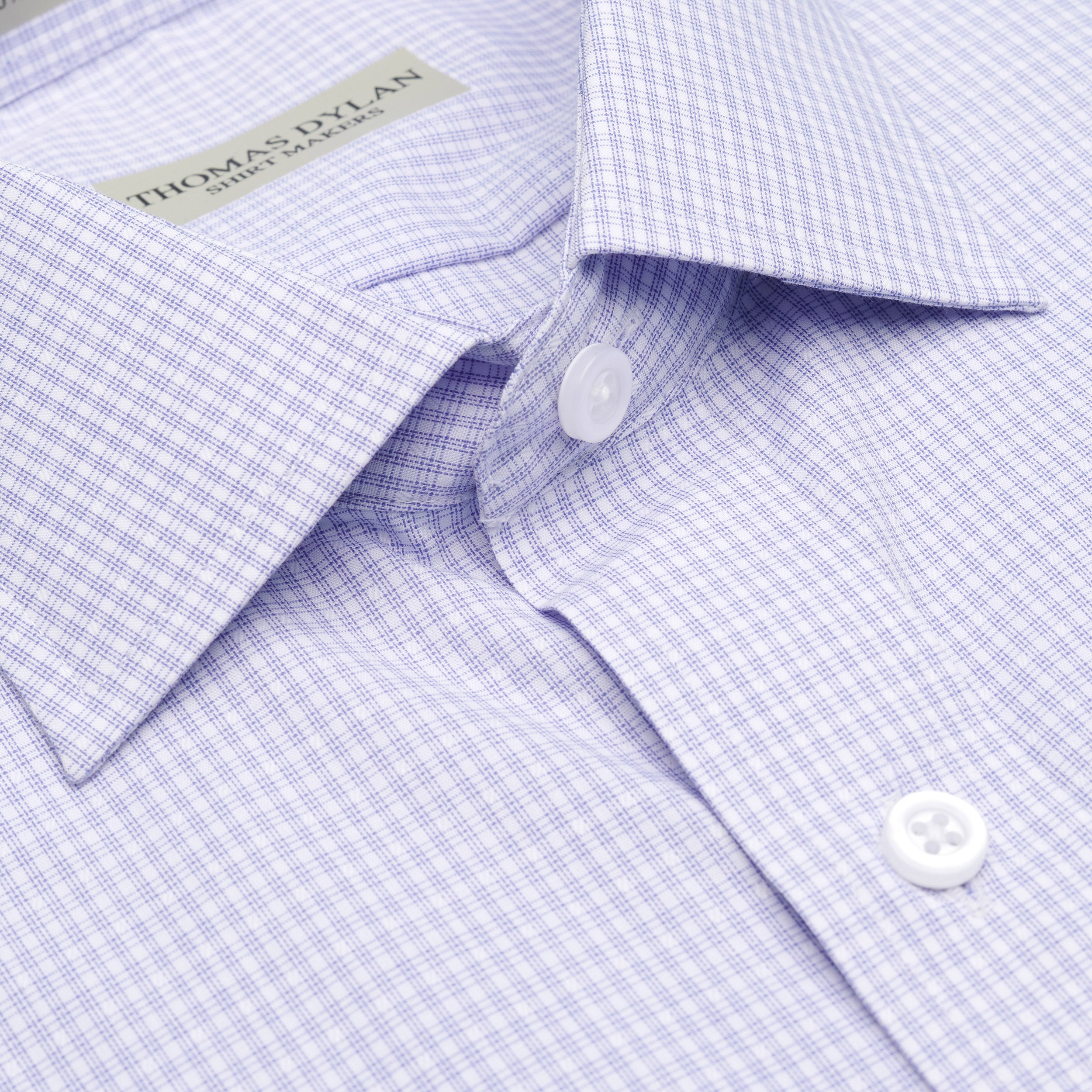 028 SC - Violet College Check Spread Collar