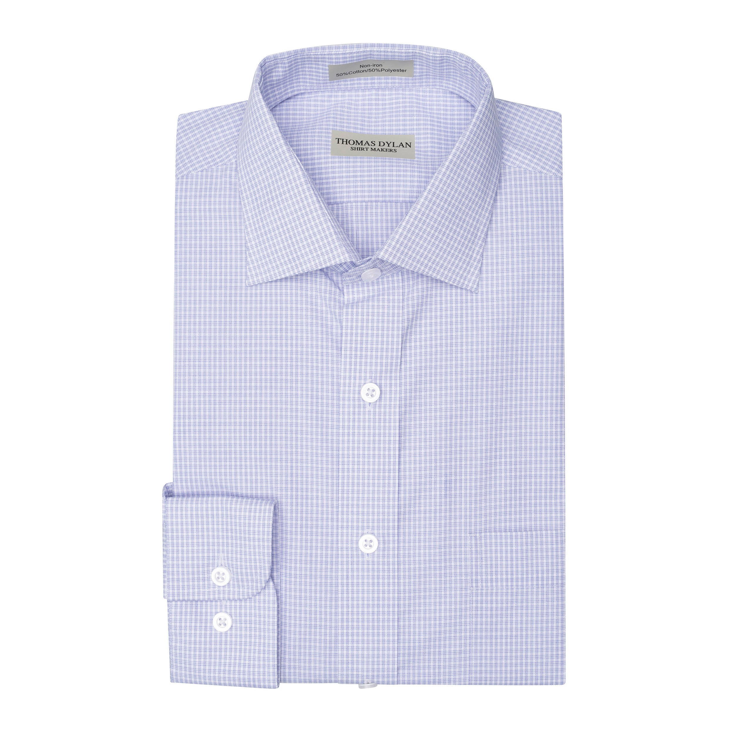 028 SC - Violet College Check Spread Collar