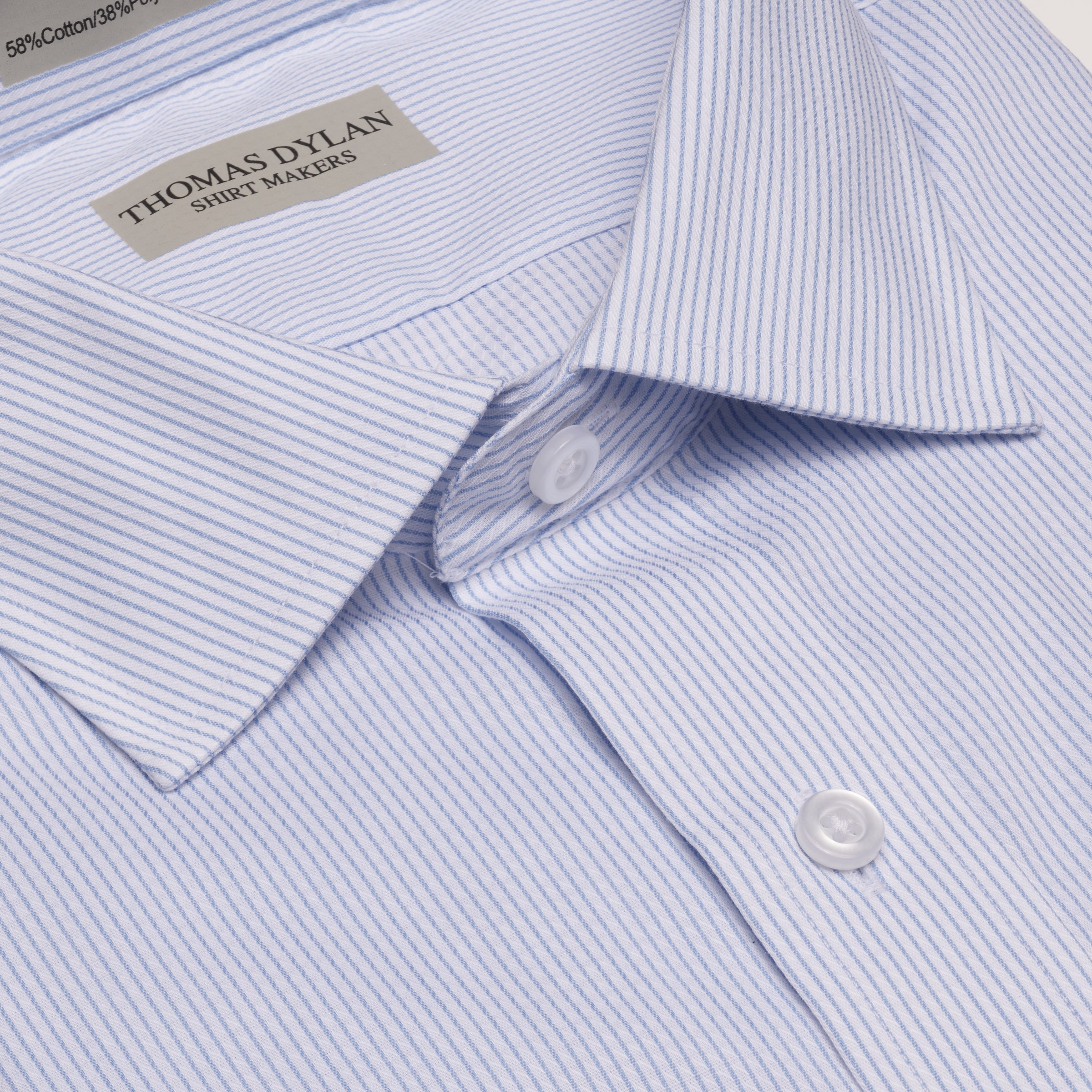 830 SC - Blue Satin Stripe Spread Collar