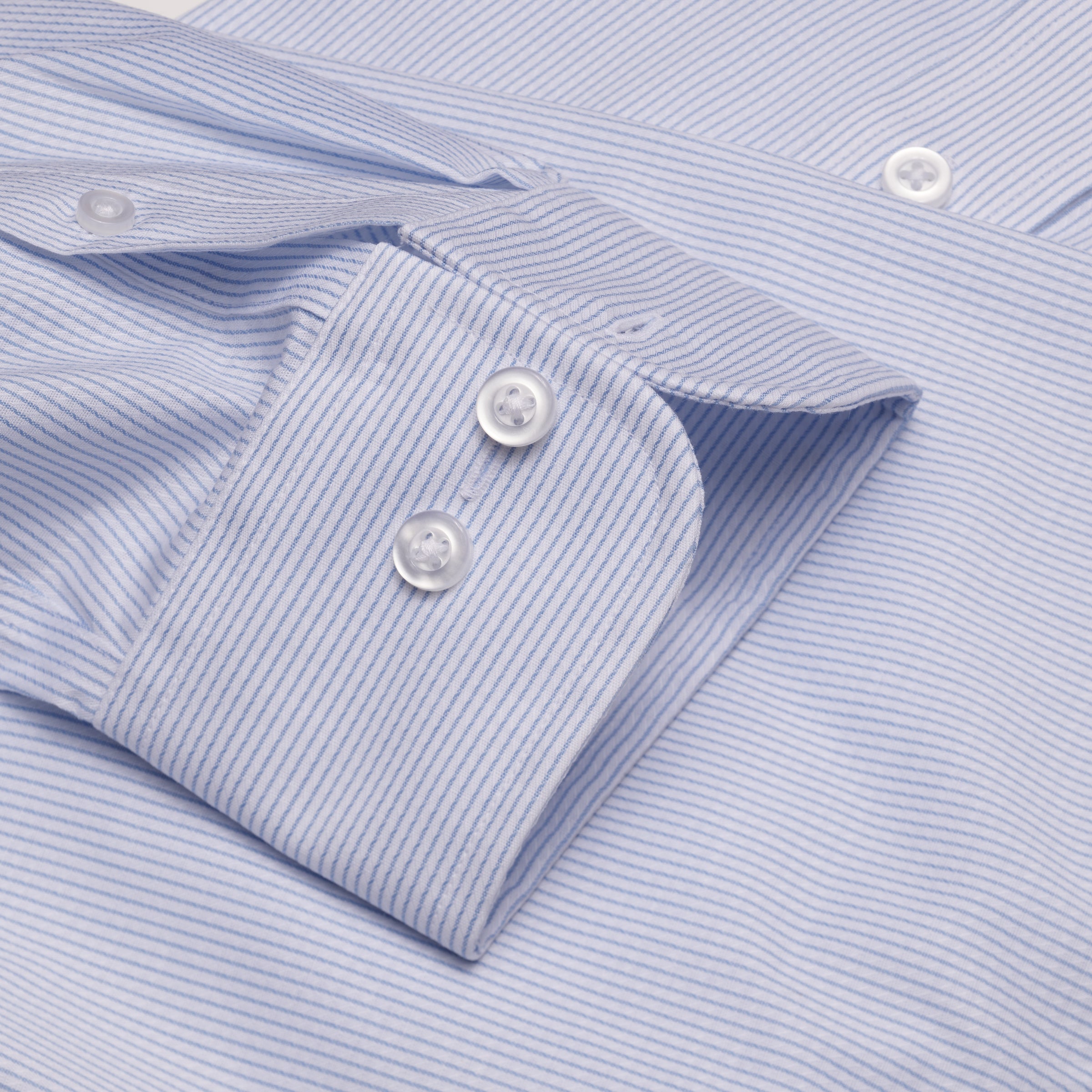 030 TF SC - Blue Satin Stripe Tailored Fit Spread Collar