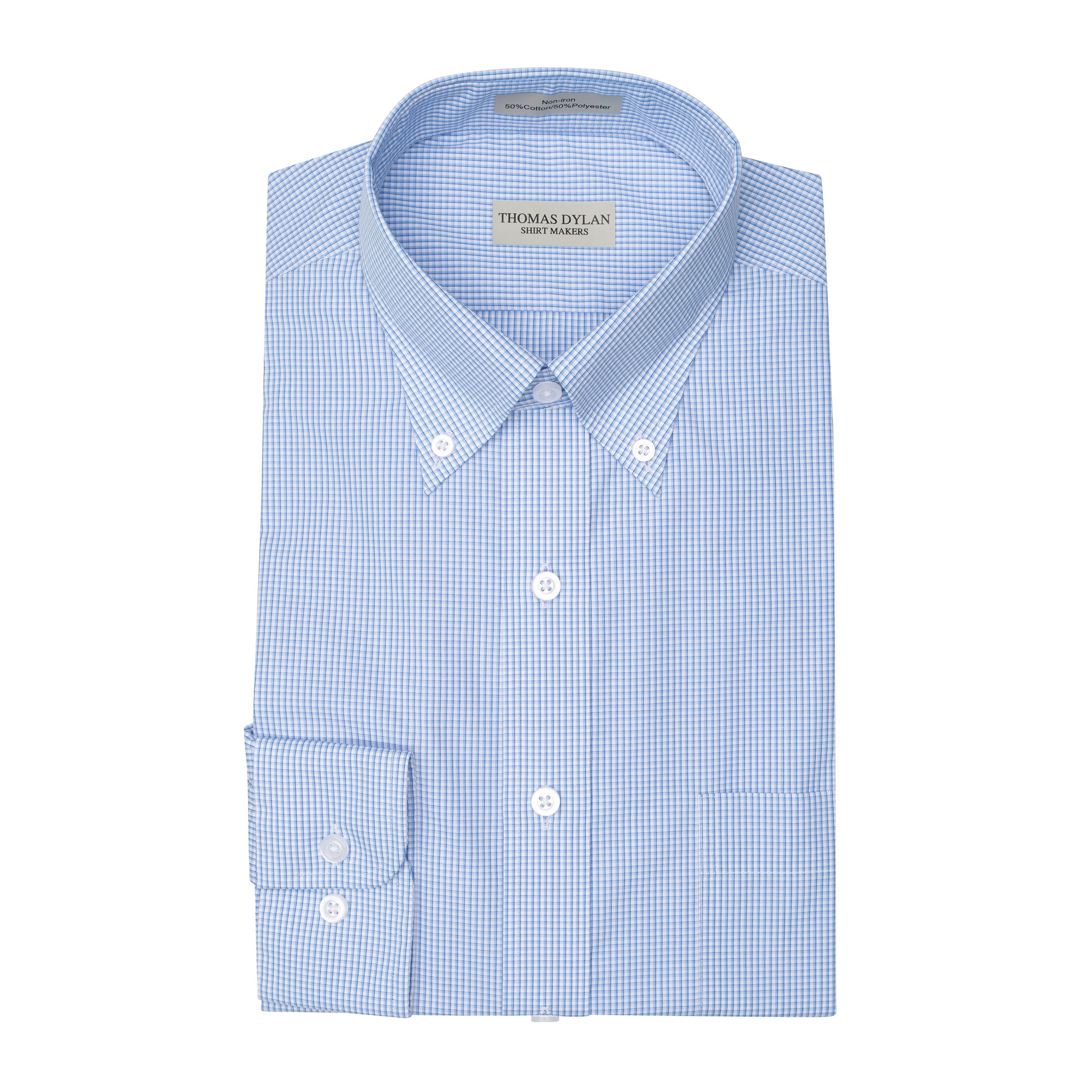031 BD - Blue Varsity Check Button Down Collar