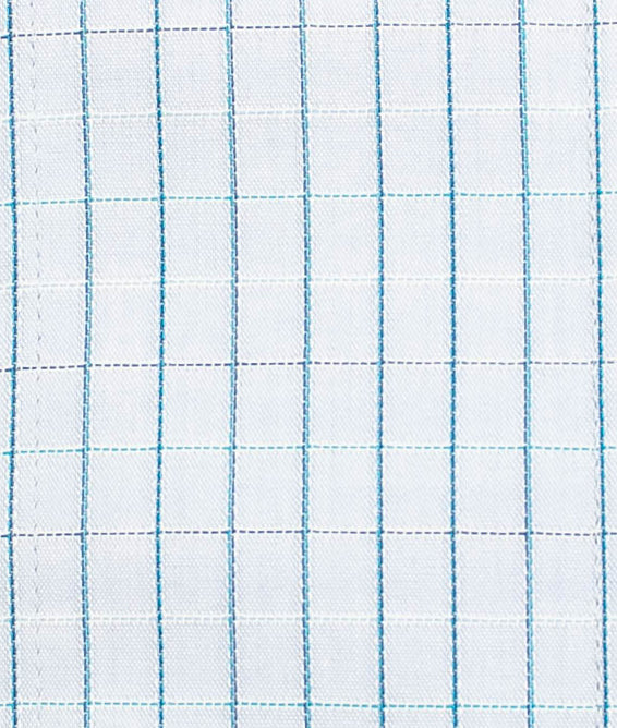 135 TF SC - Blue/Turquoise Satin Check Tailored Fit Spread Collar