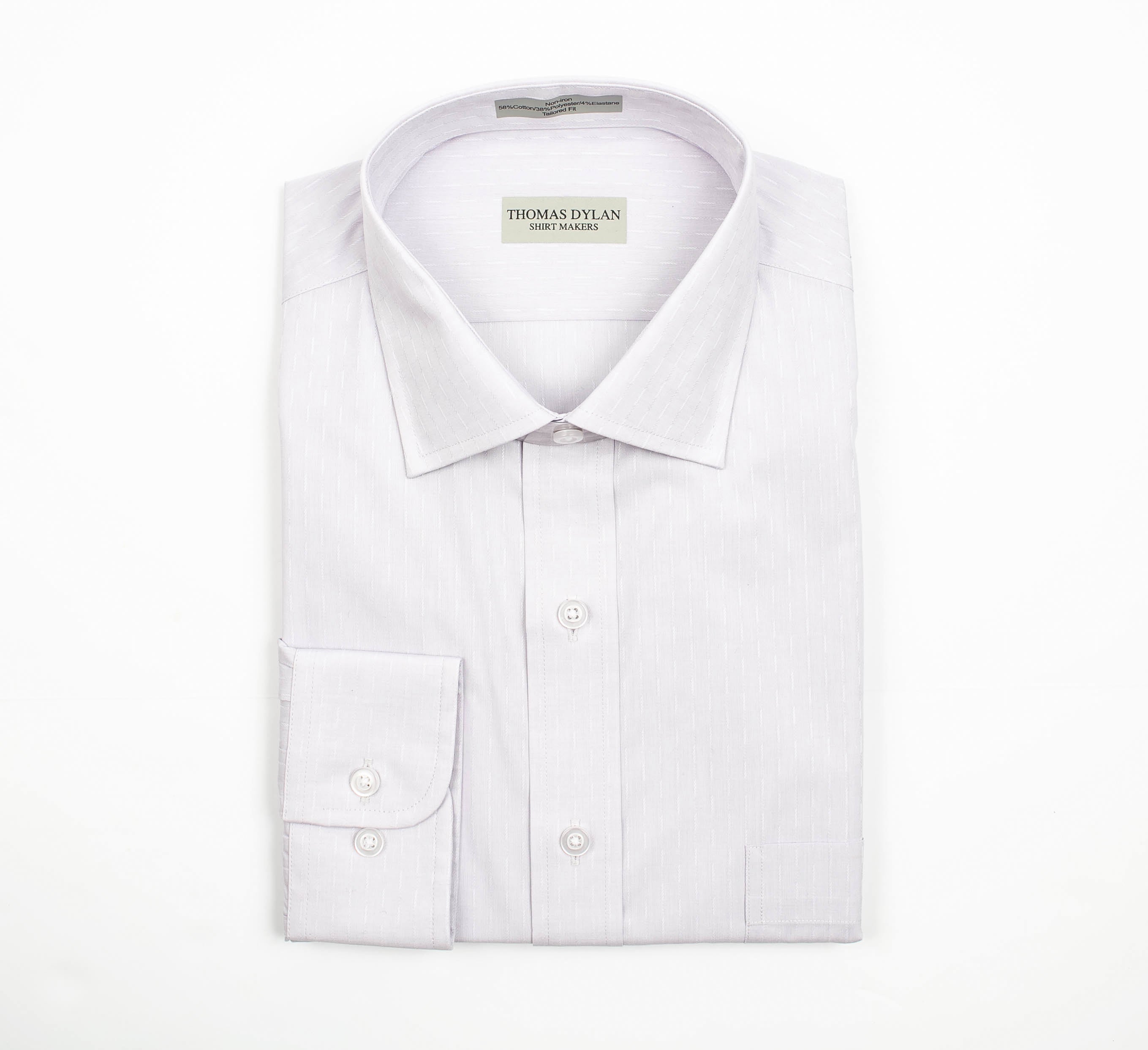 139 TF SC - Grey Rain Drops Tailored Fit Spread Collar