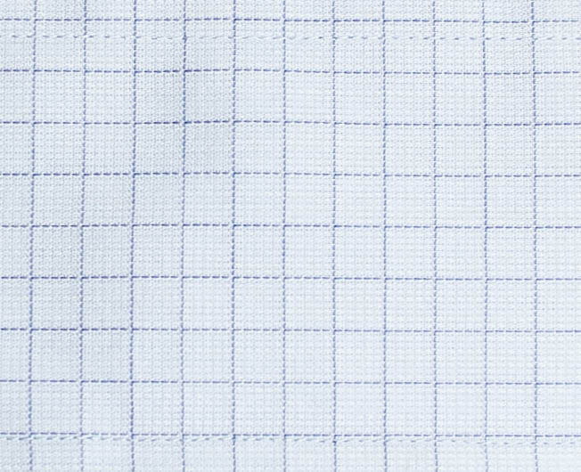 140 SC - Blue Ground Tattersall Spread Collar