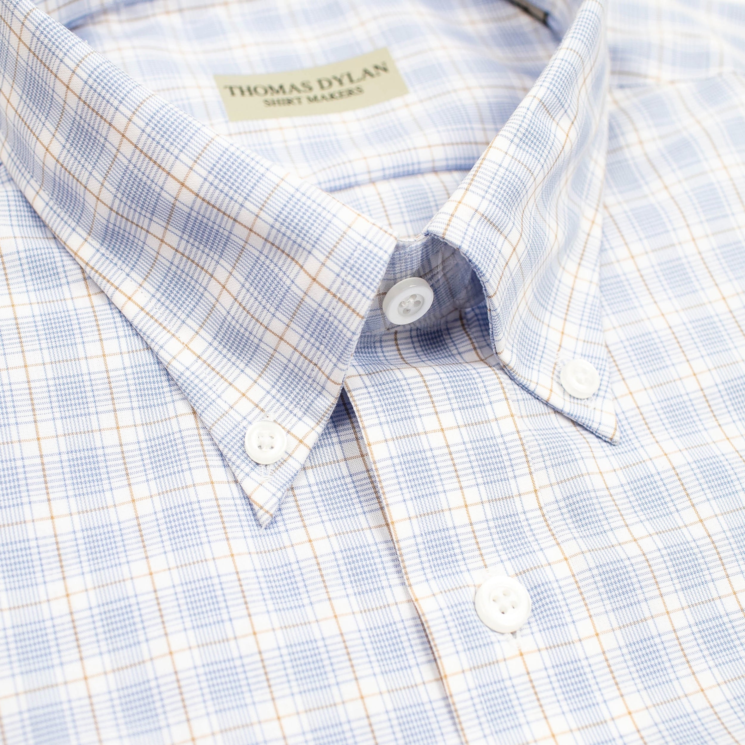 141 BD - Blue Tan Over Plaid Button Down Collar