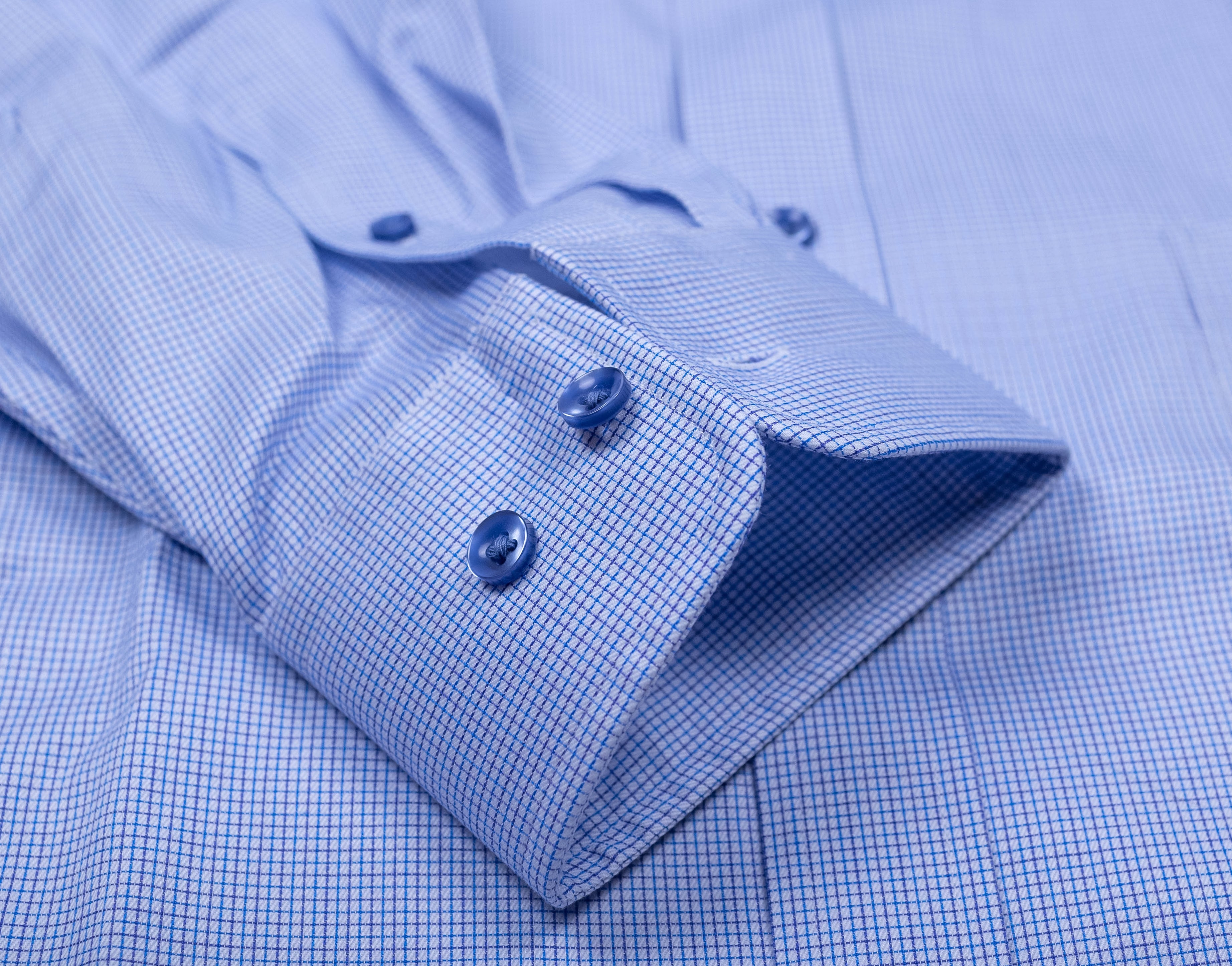 166 CF BD- CF Mini Blue and Lavender Tattersall Button Down Collar