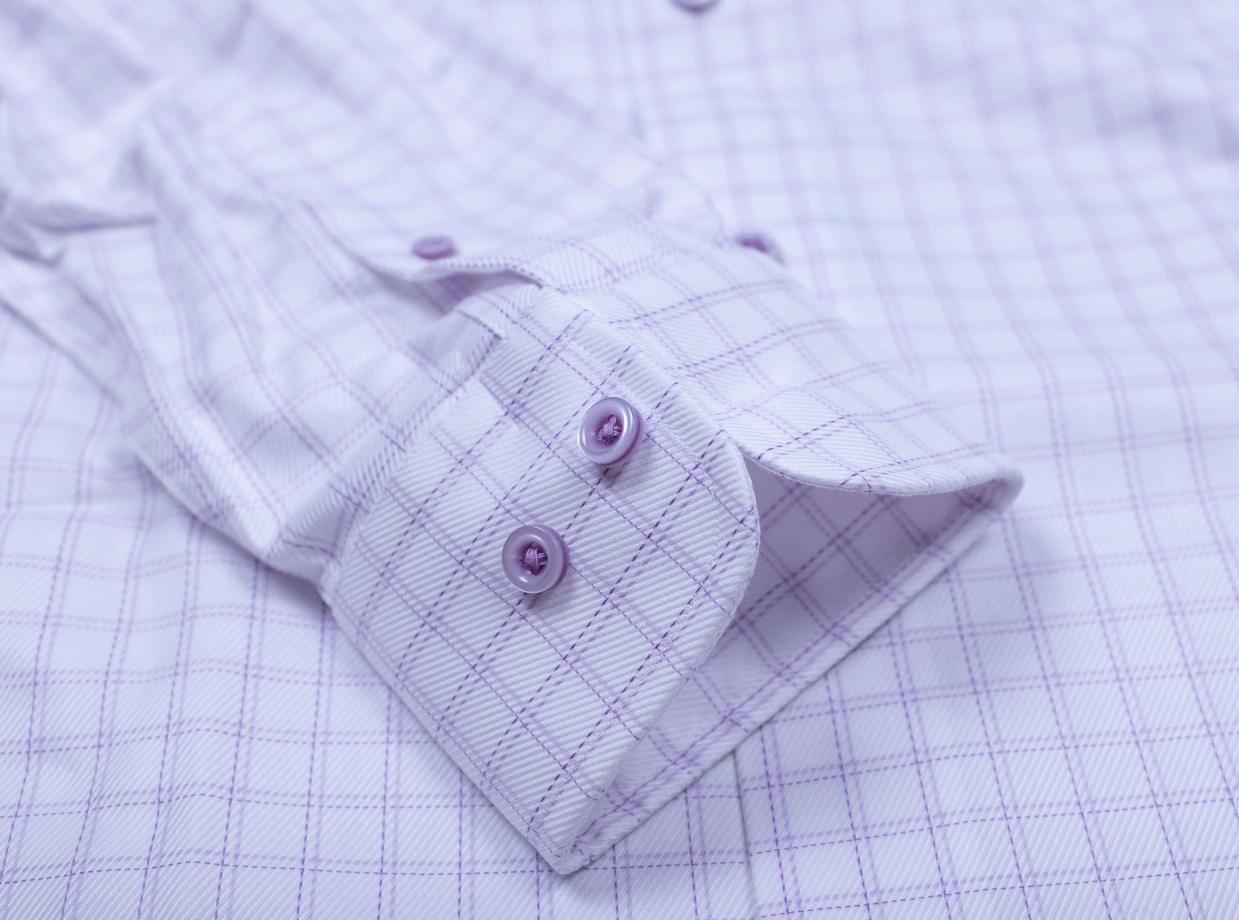 167 TF SC - TF Shadow Track Windowpane Soft Lilac Spread Collar