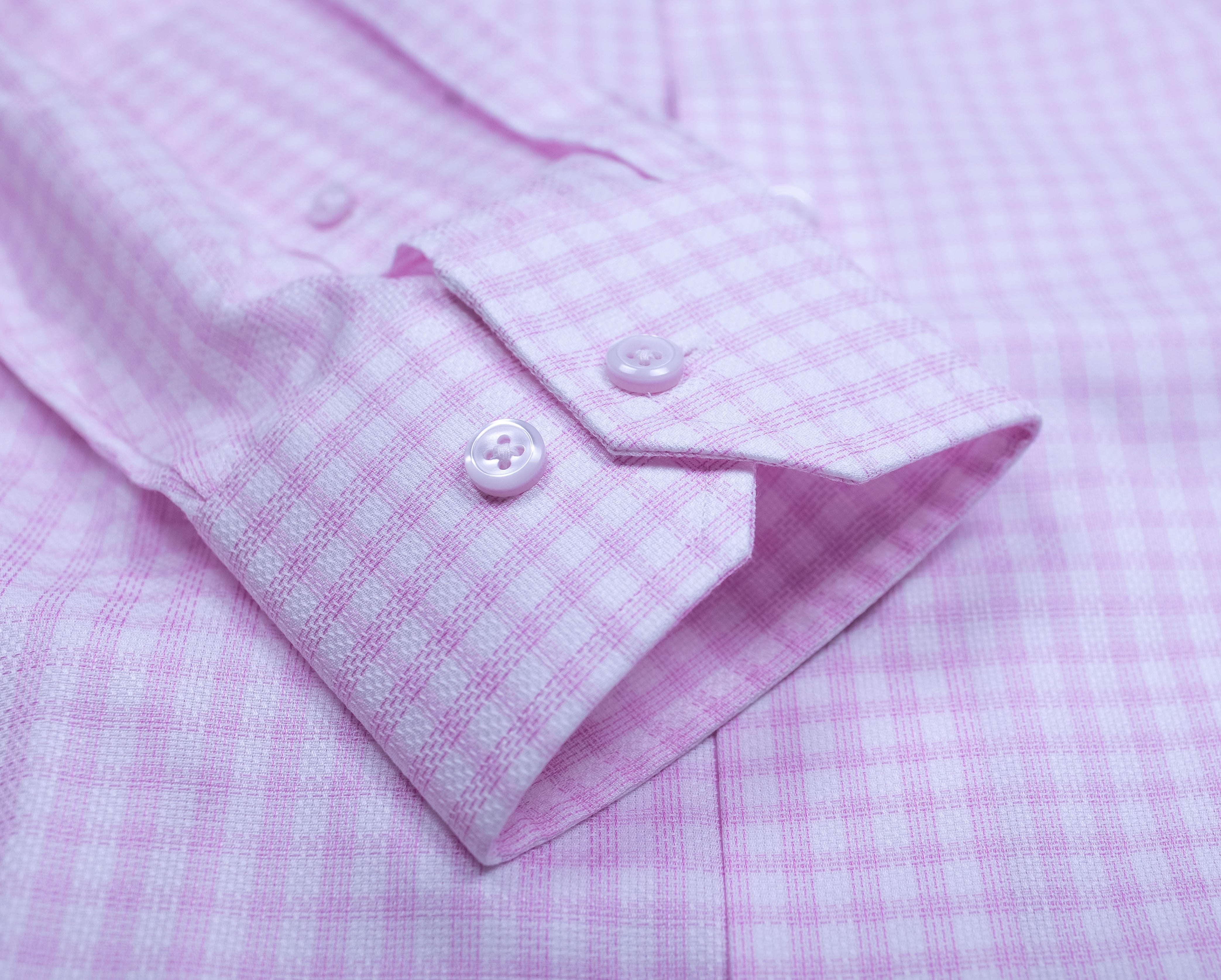 5004 TF SC - TF Pink Track Tattersall Spread Collar Signature Series
