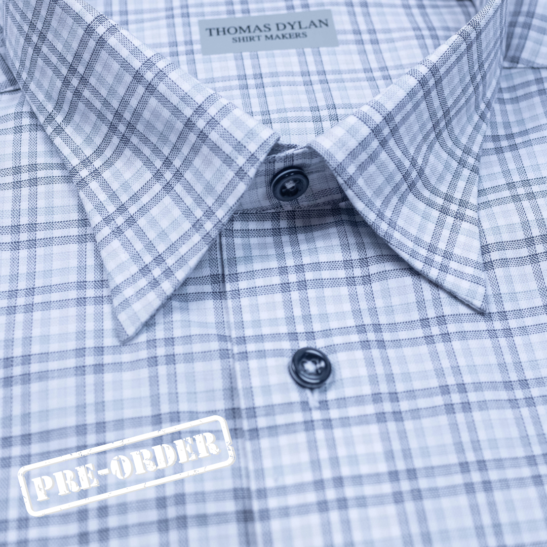 806 TF BD - FF Grey/Charcoal Gingham Subtle Windowpane with Hidden Button ( Arriving Fall 25)