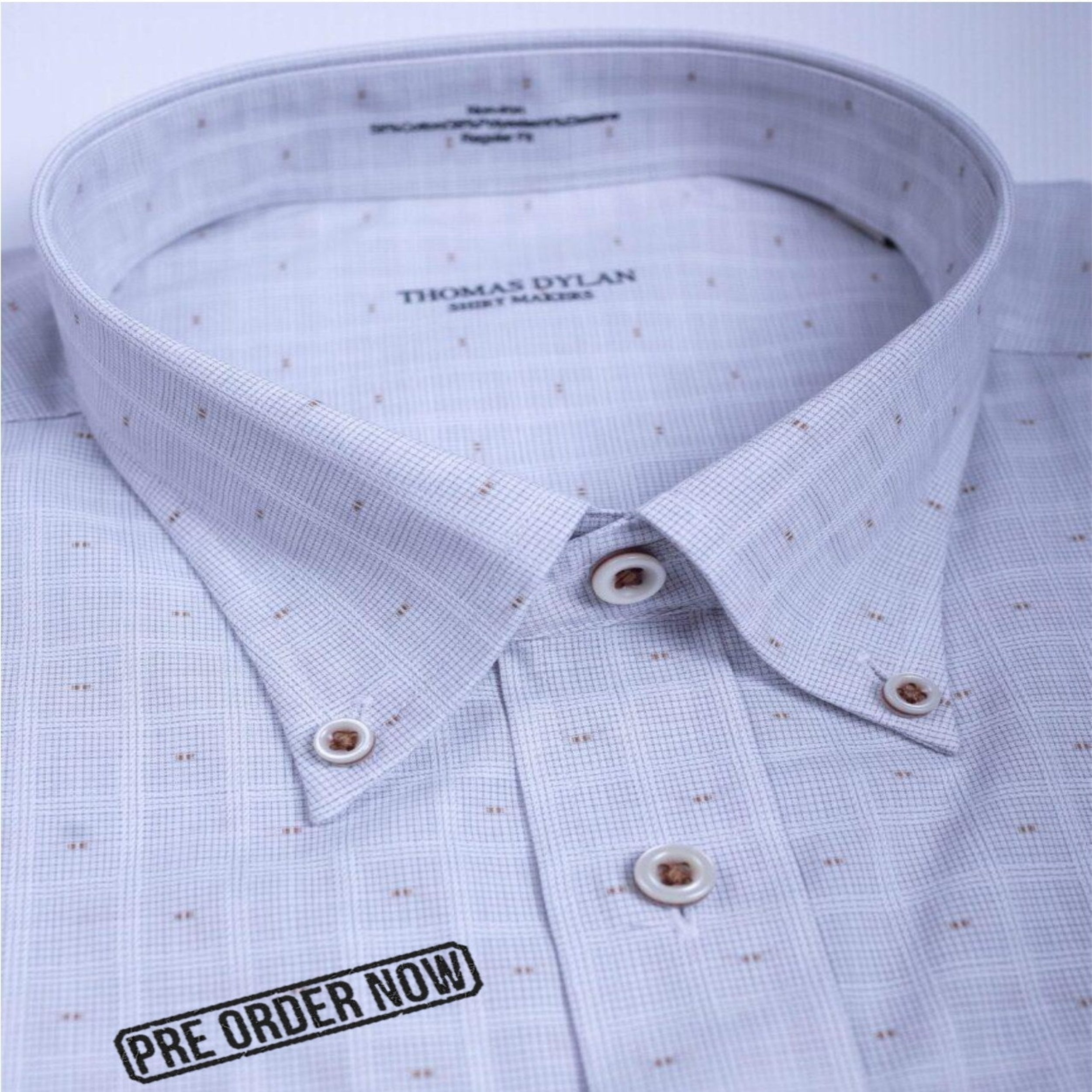 812 TF BD - Taupe Hidden Box Pane Button Down Collar (Arriving Spring 26)