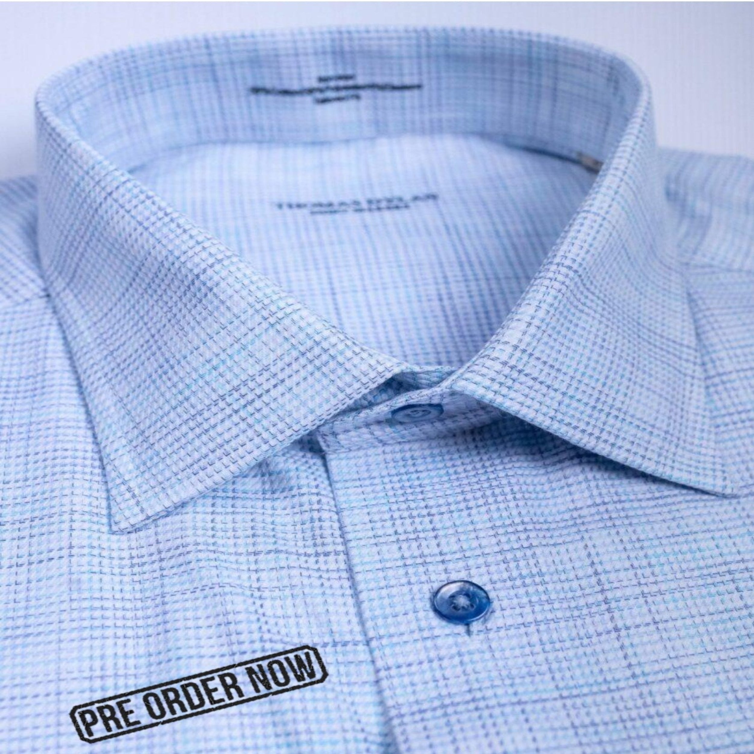 814 TF SC - T-Fit Teal Blue and Ocean Geo Mix Spread Collar (Arriving Spring 26)