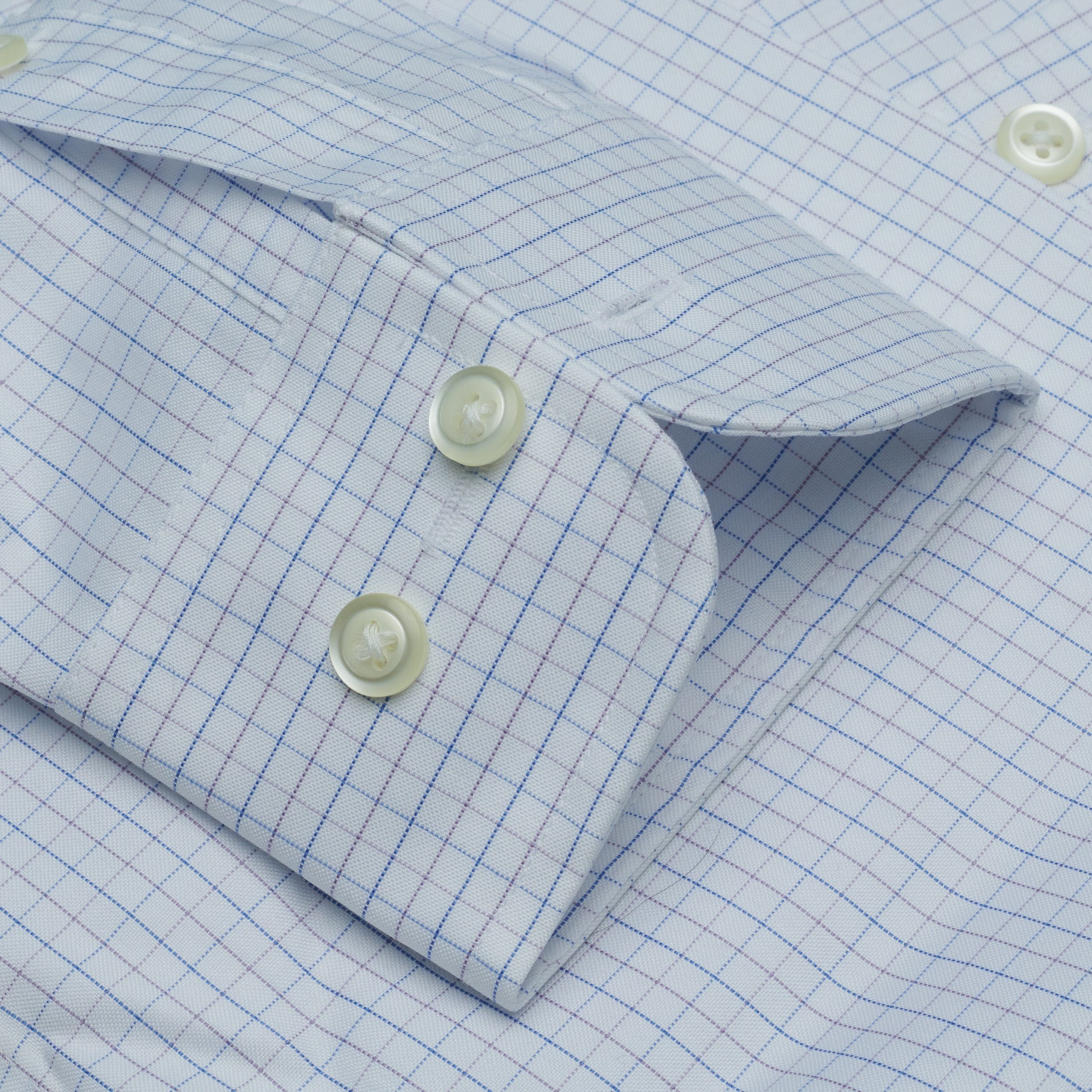 020 BD - Blue/Lavender Tattersall Button Down Collar