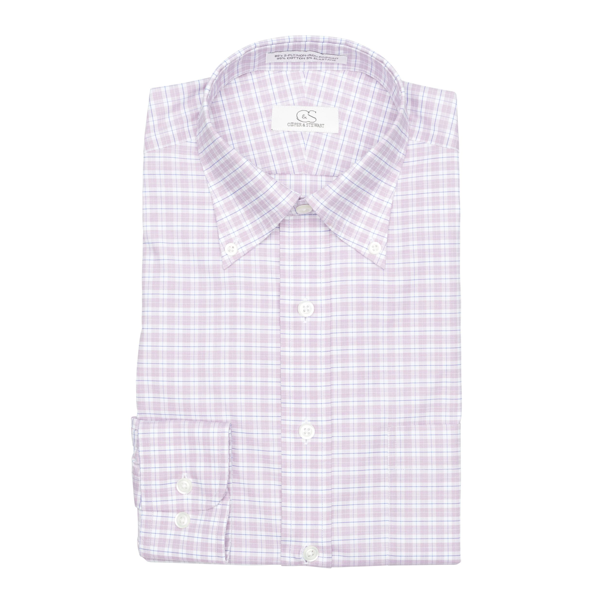 129 - Stretch Mauve & Blue Check BD Dress Shirt Best Dress Shirt