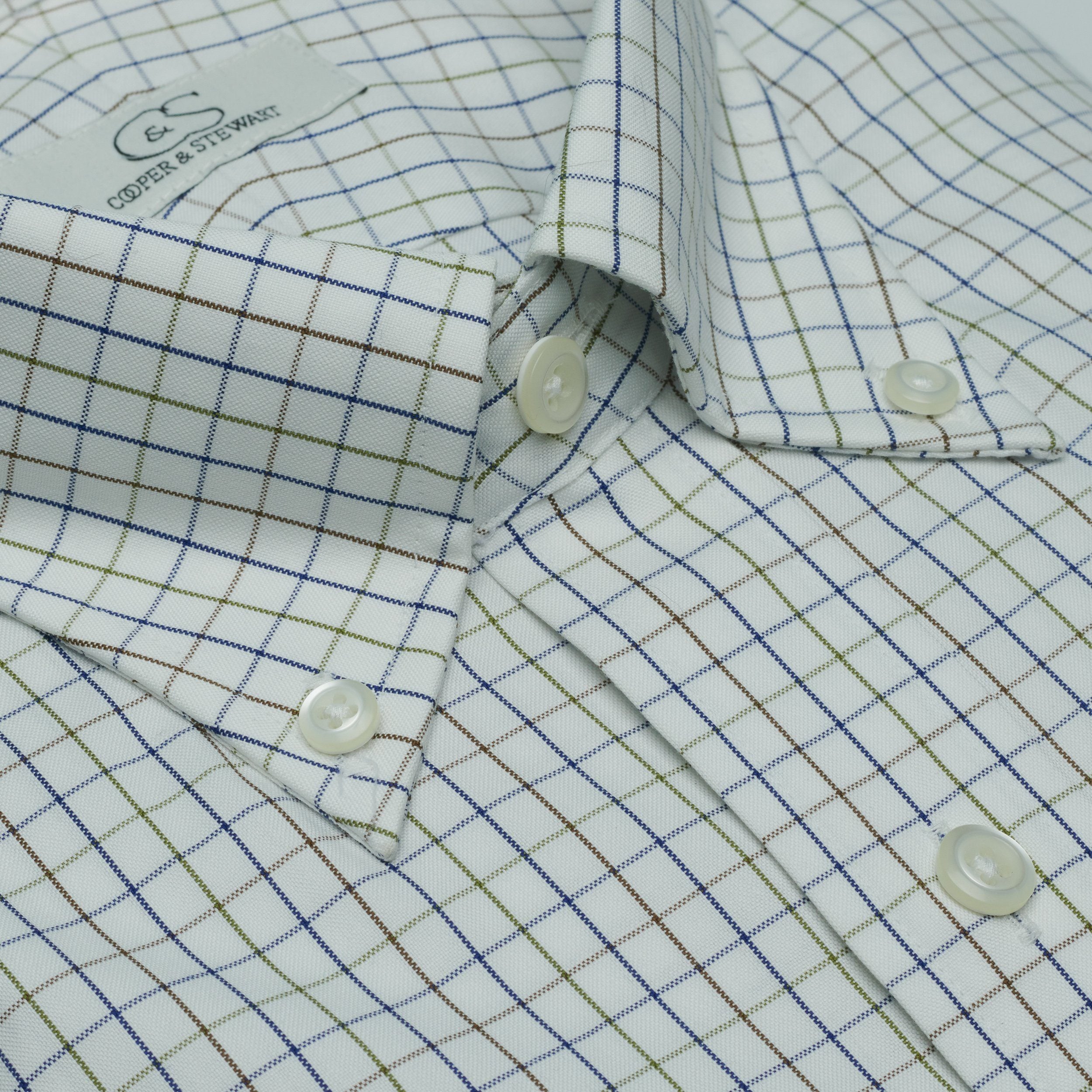 019-Multi-color Windowpane Button Down Shirt Best Dress Shirt