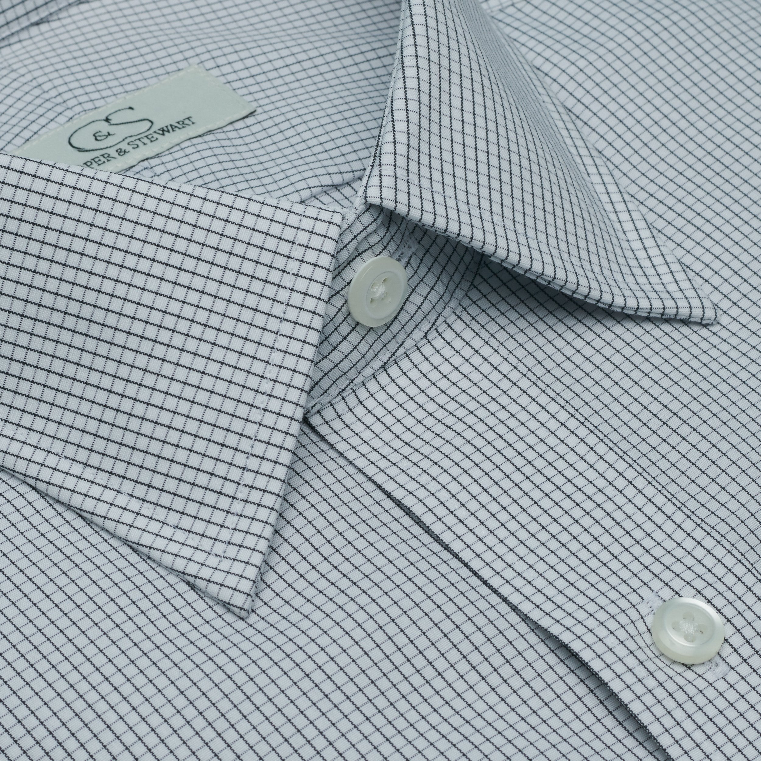 018-Graph Check Black-Spread Collar-Tailor Fit Best Dress Shirt
