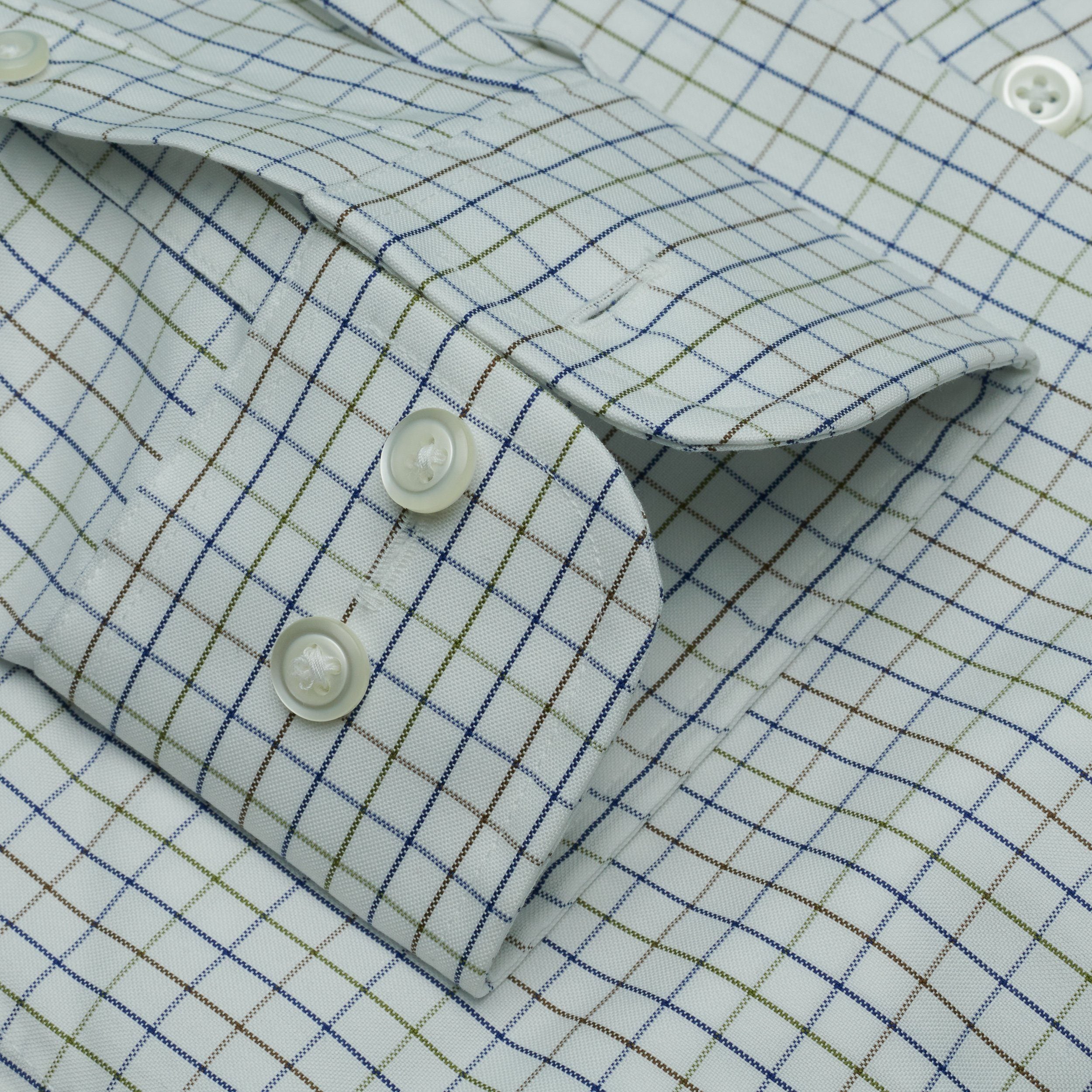 019-Multi-color Windowpane Button Down Shirt Best Dress Shirt