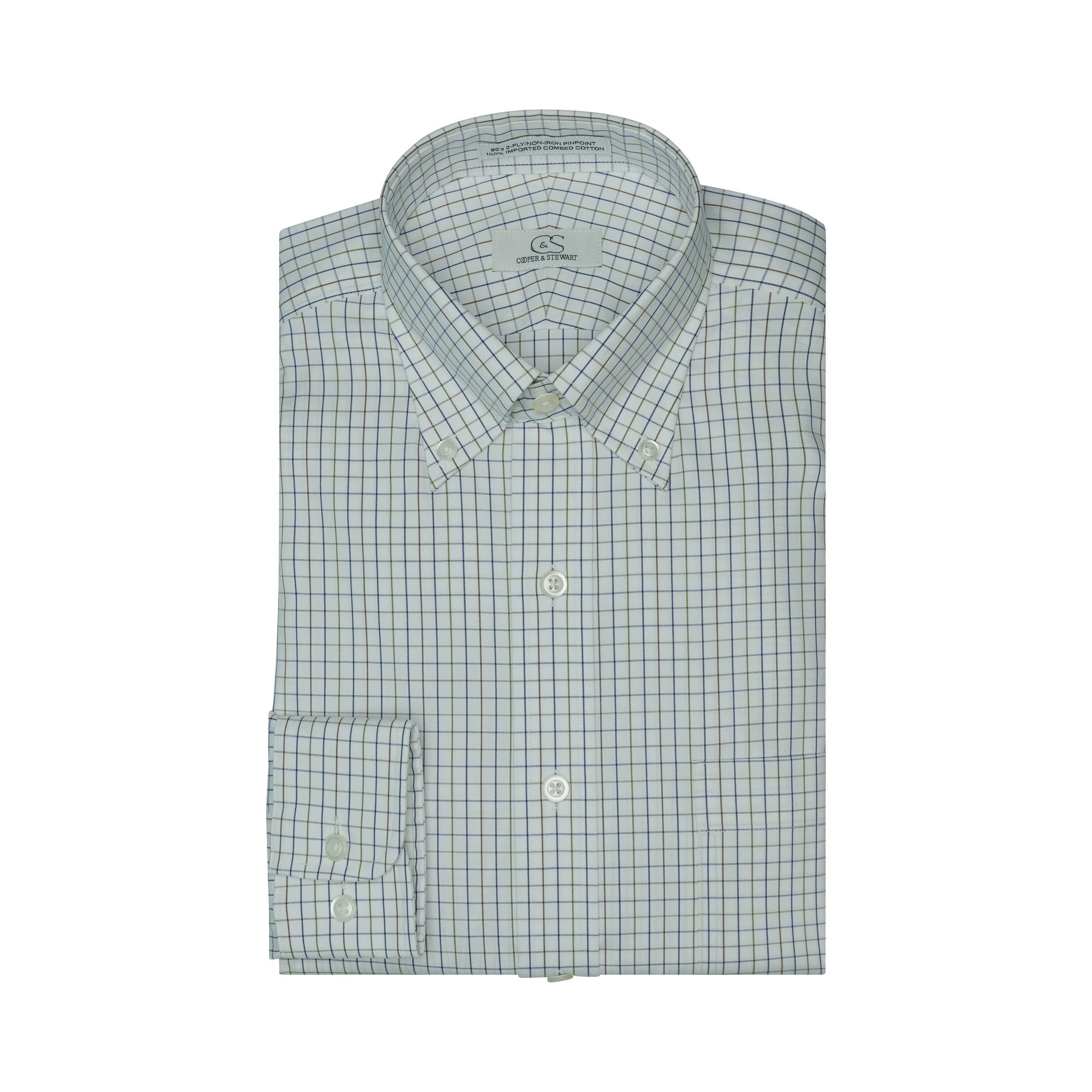 019-Multi-color Windowpane Button Down Shirt Best Dress Shirt