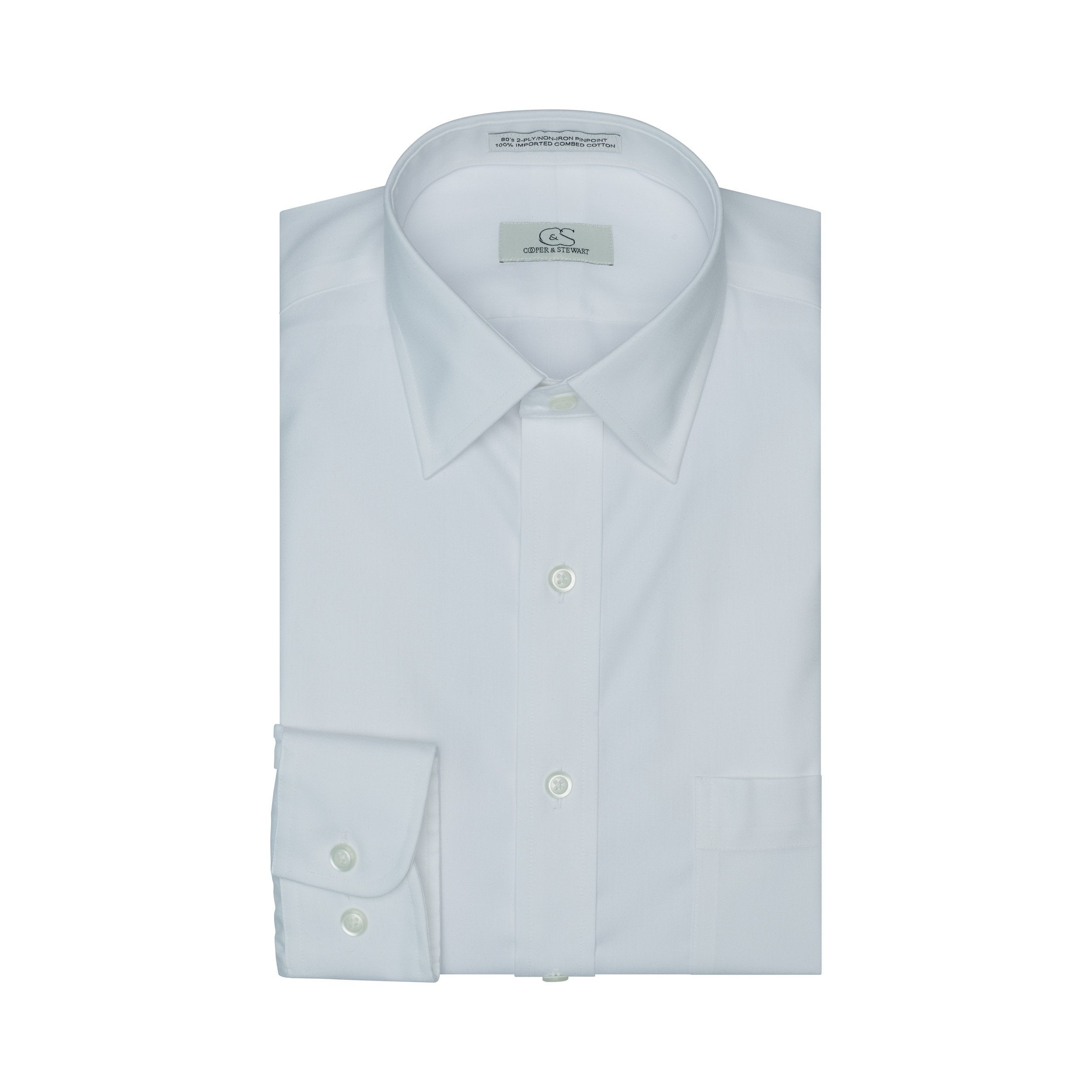 000-White Spread Collar-Tailor Fit Mens Dress Shirt Cooper and Stewart