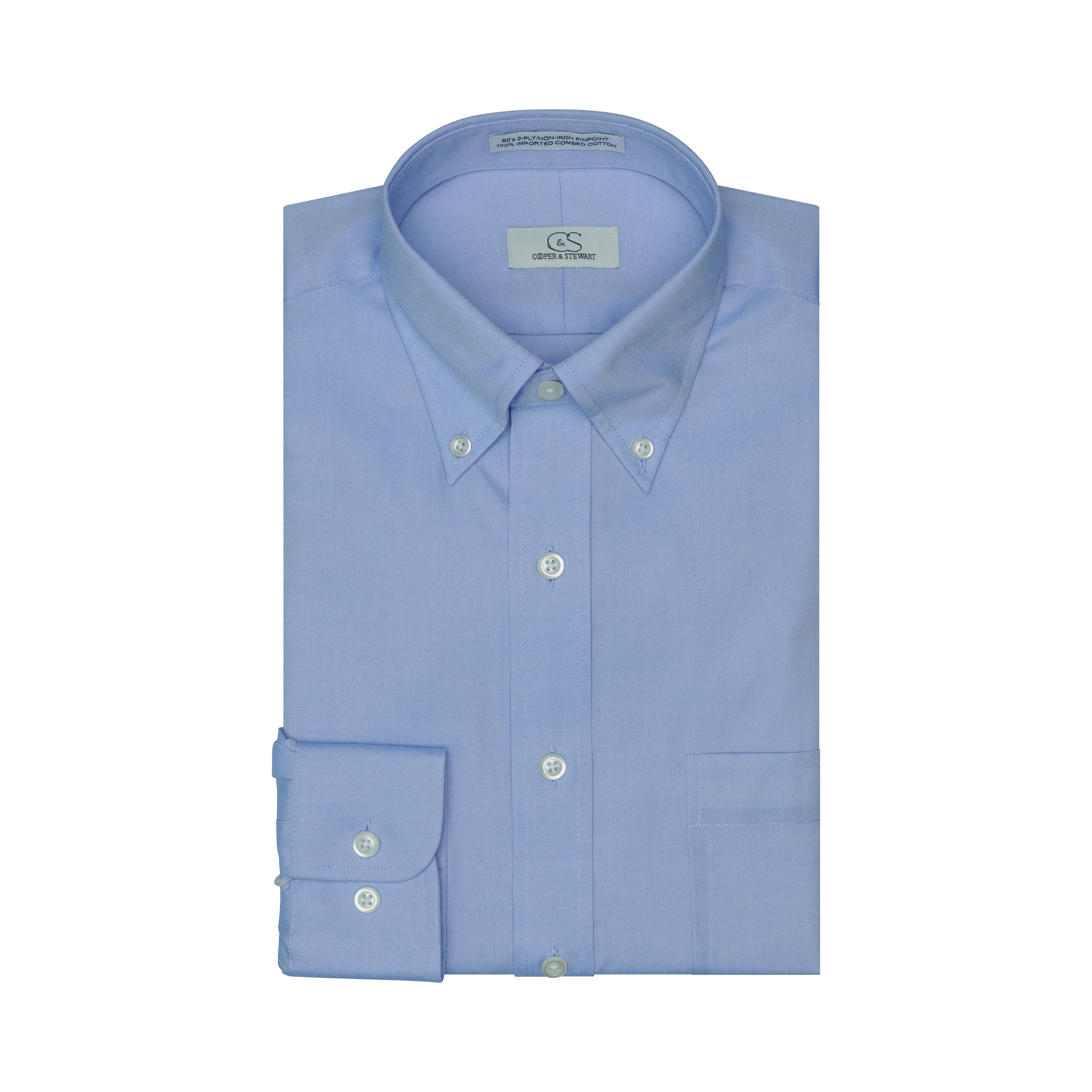 002 TF BD - Blue Tailored Fit Button Down Collar