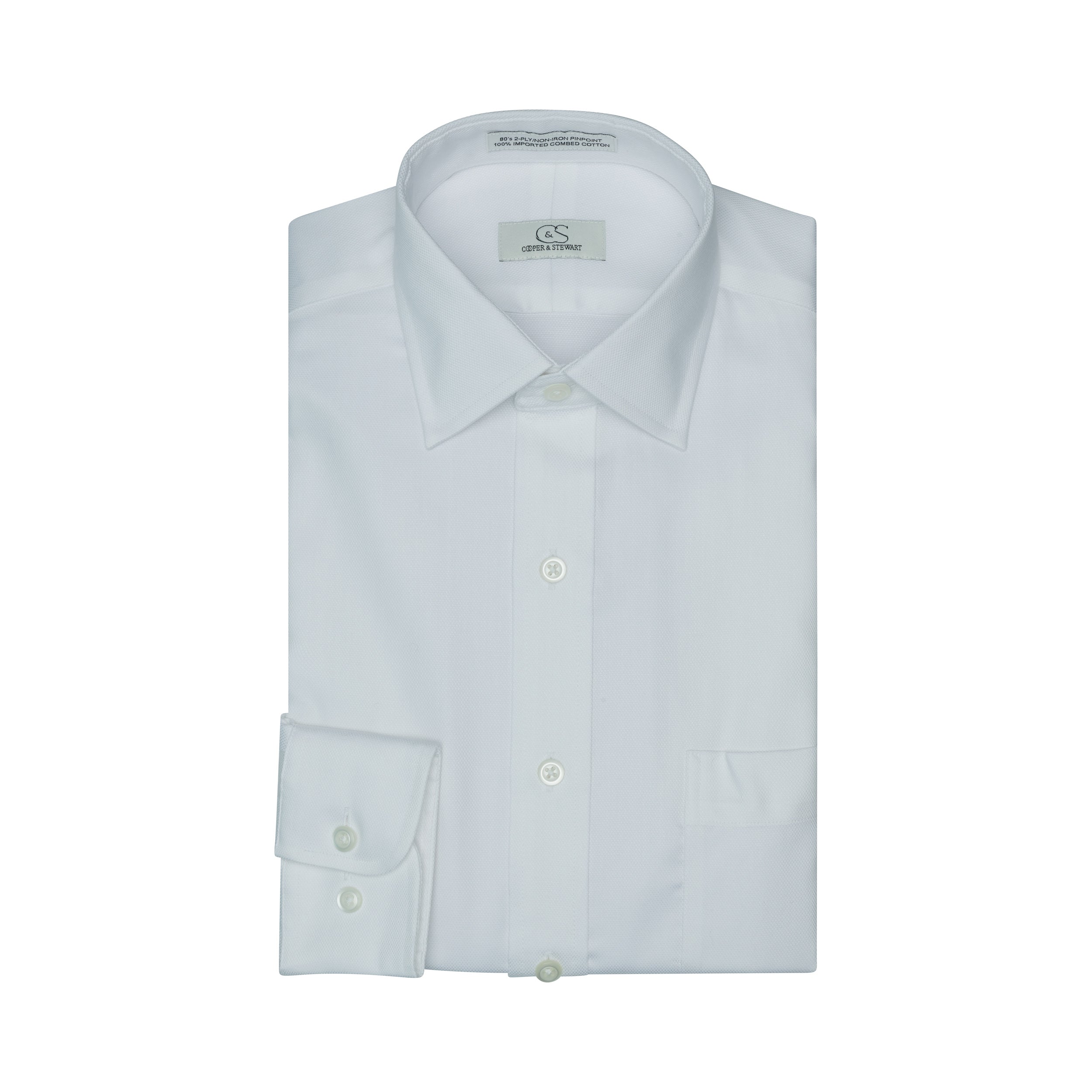 005 TF SC - White Royal Oxford Tailored Fit Spread Collar