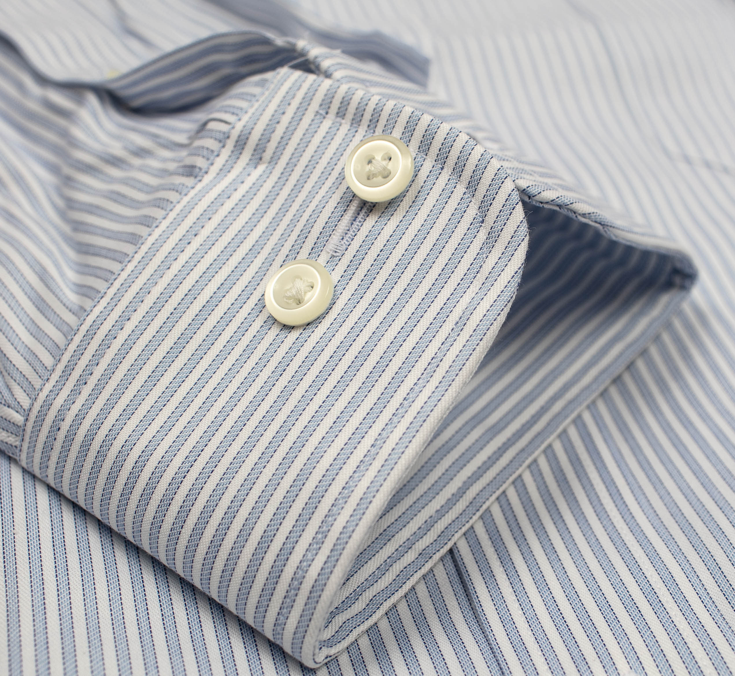 012 TF BD - Blue New Stripe Tailored Fit Button Down Collar (95/5)