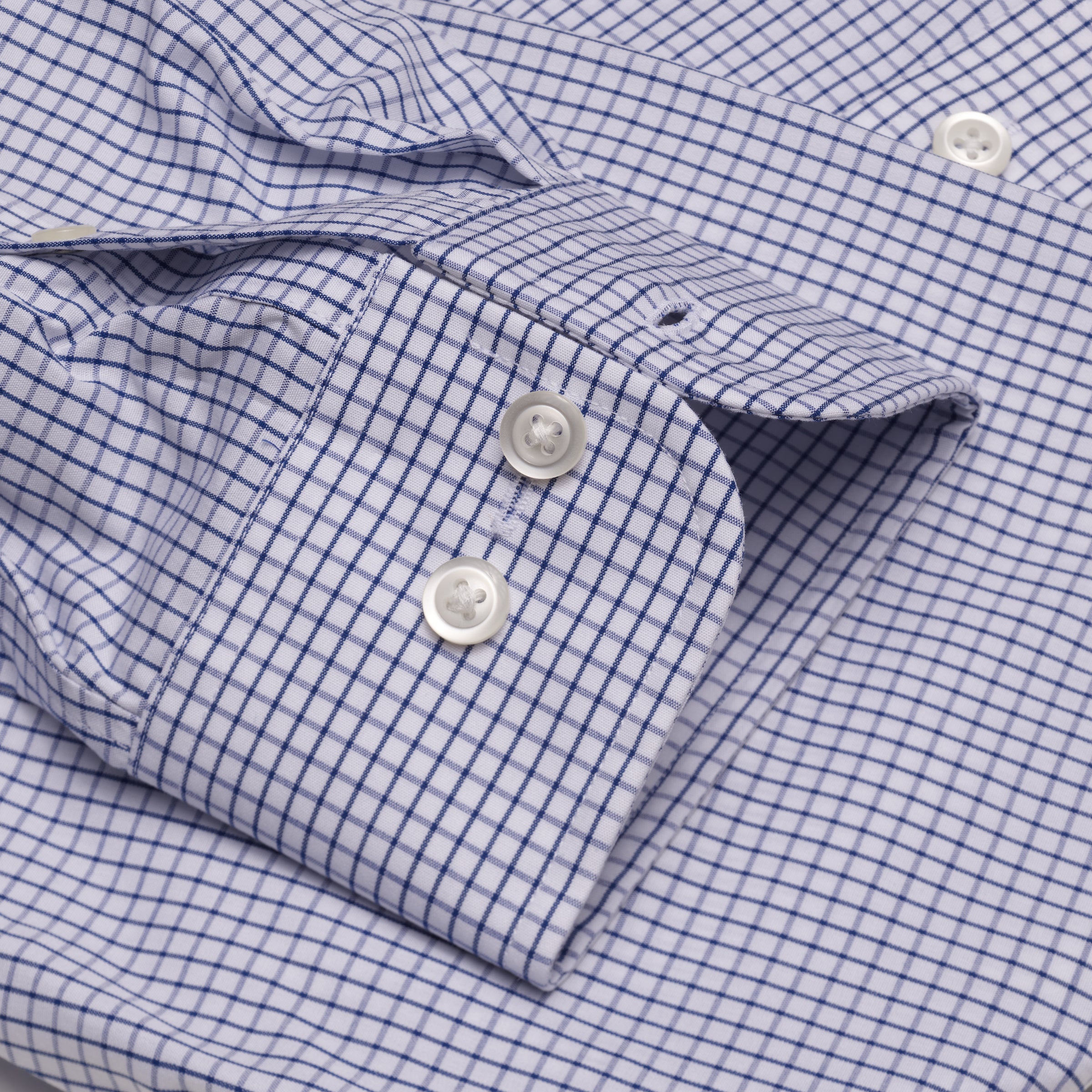 015 TF BD - Blue Classic Check Tailored Fit Button Down Collar