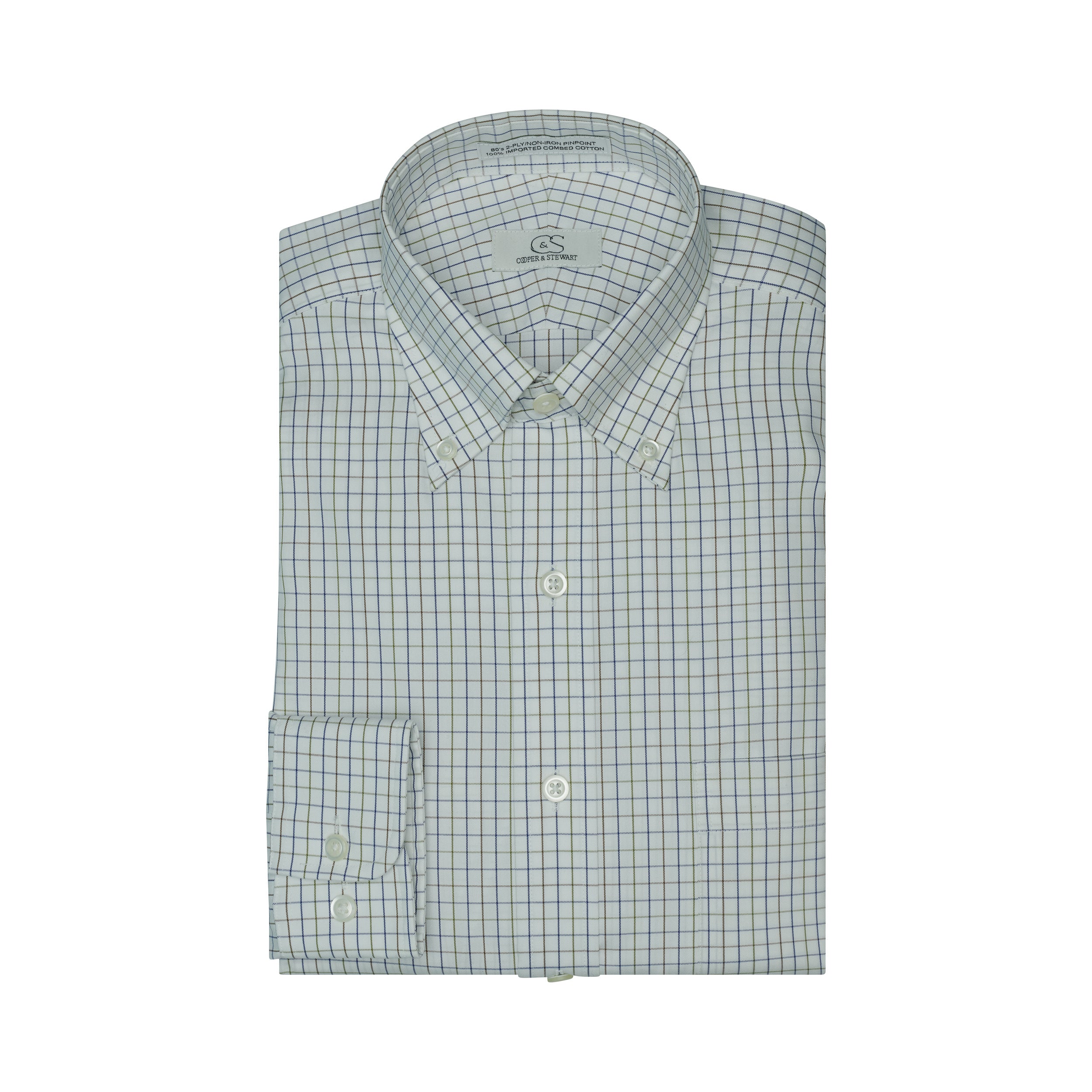 019 CP TF BD - Multi Windowpane Tailored Fit Button Down Collar