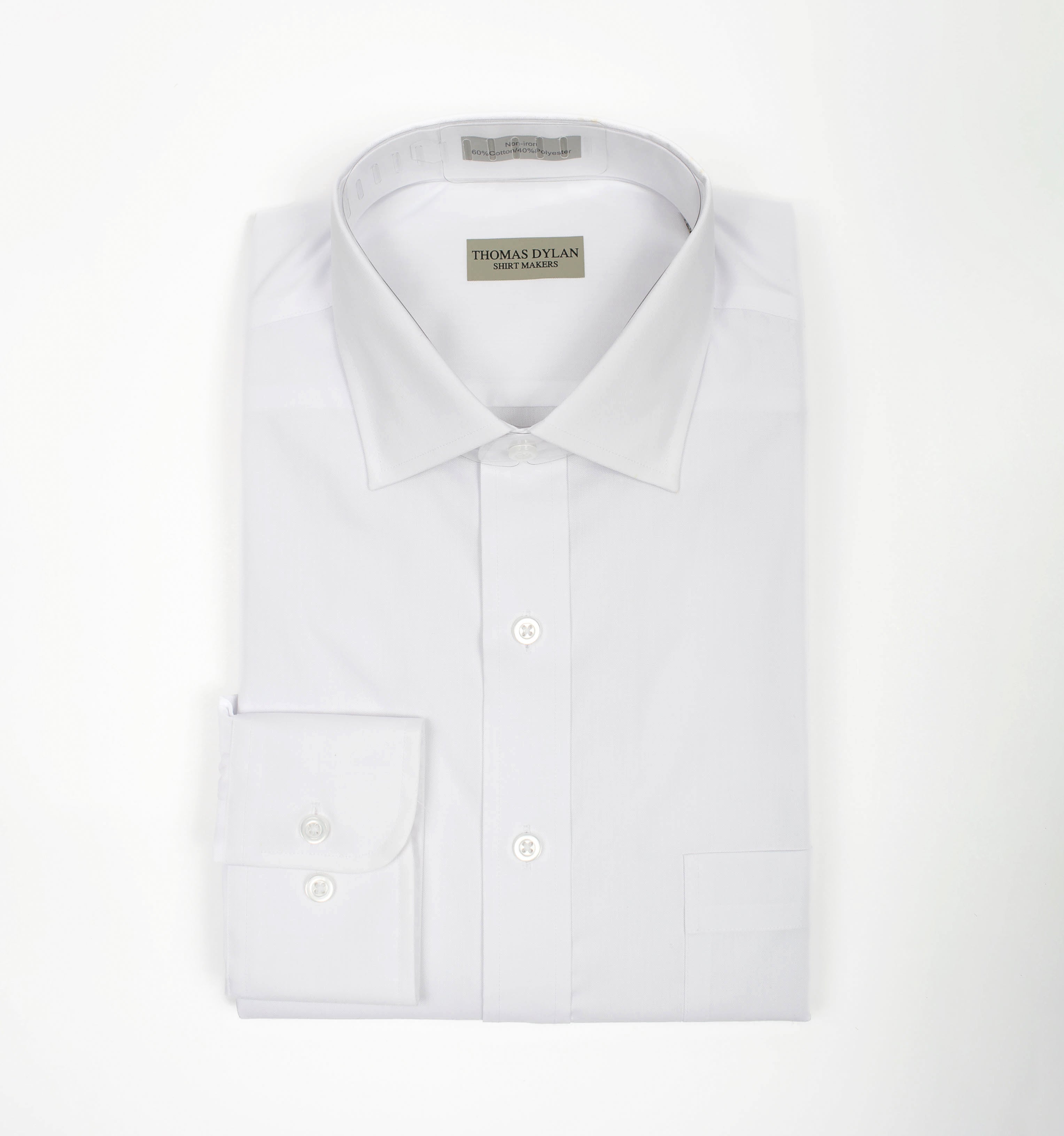 130 SS SC - Thomas Dylan White Short Sleeve Spread Collar