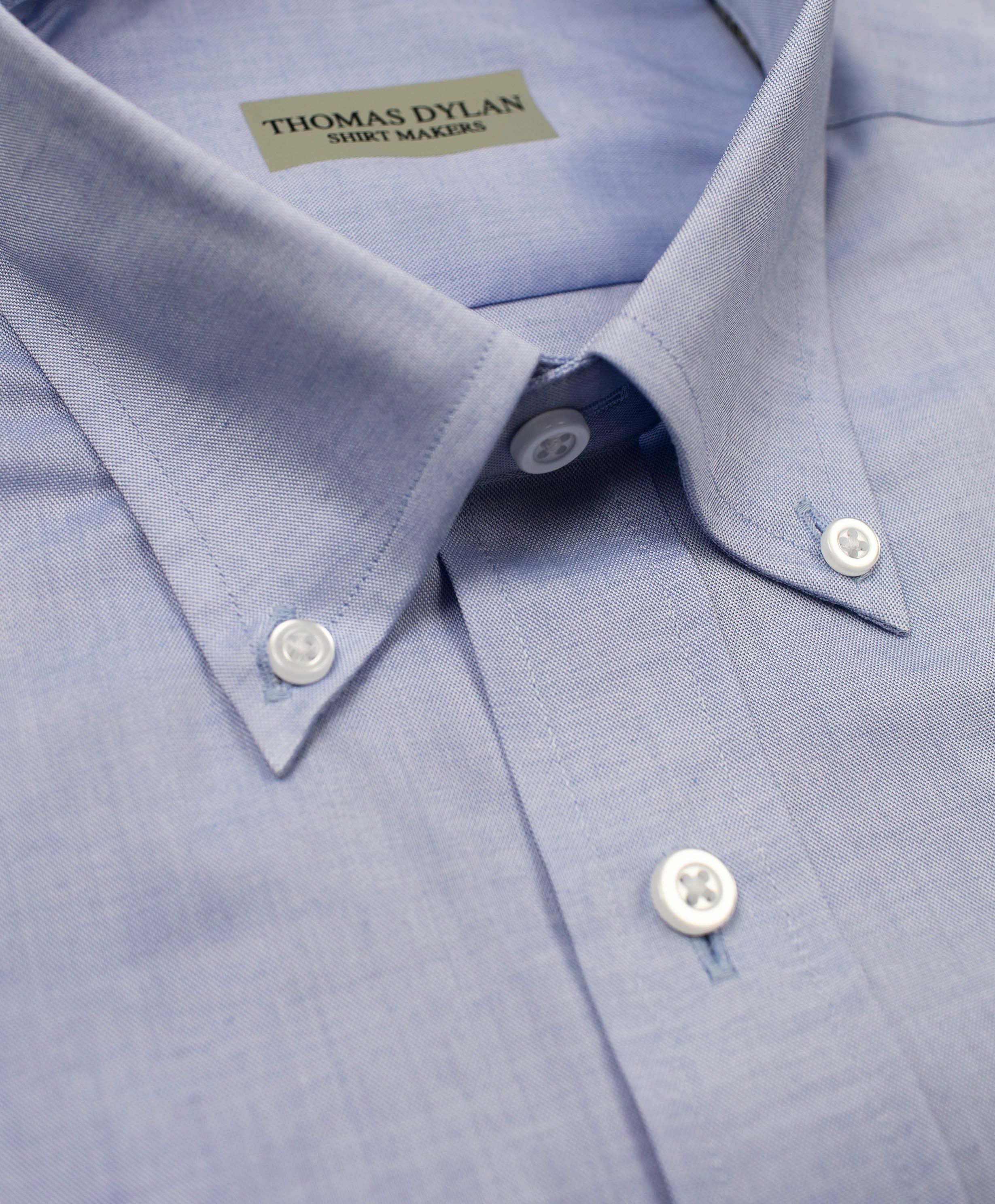 024 SS TF BD - Thomas Dylan Blue Short Sleeve Tailored Fit Button Down Collar