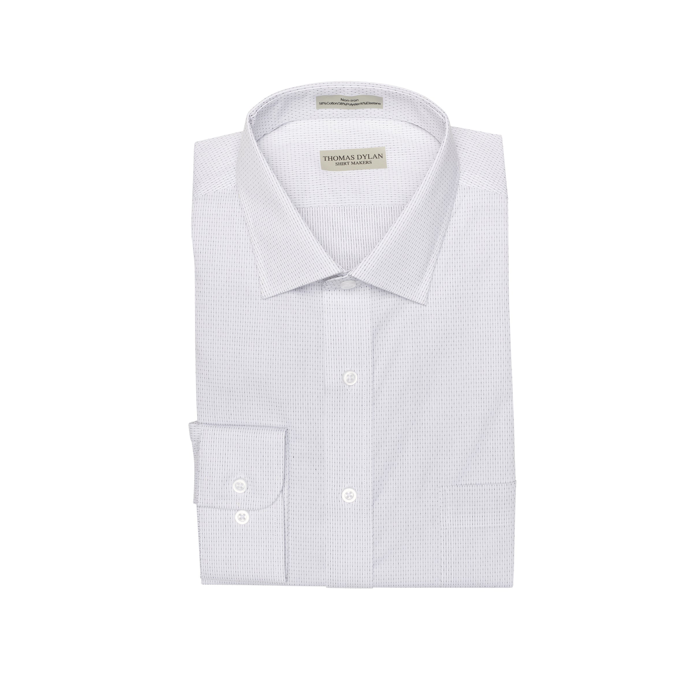 027 SC - White Ground Black Clip Spread Collar