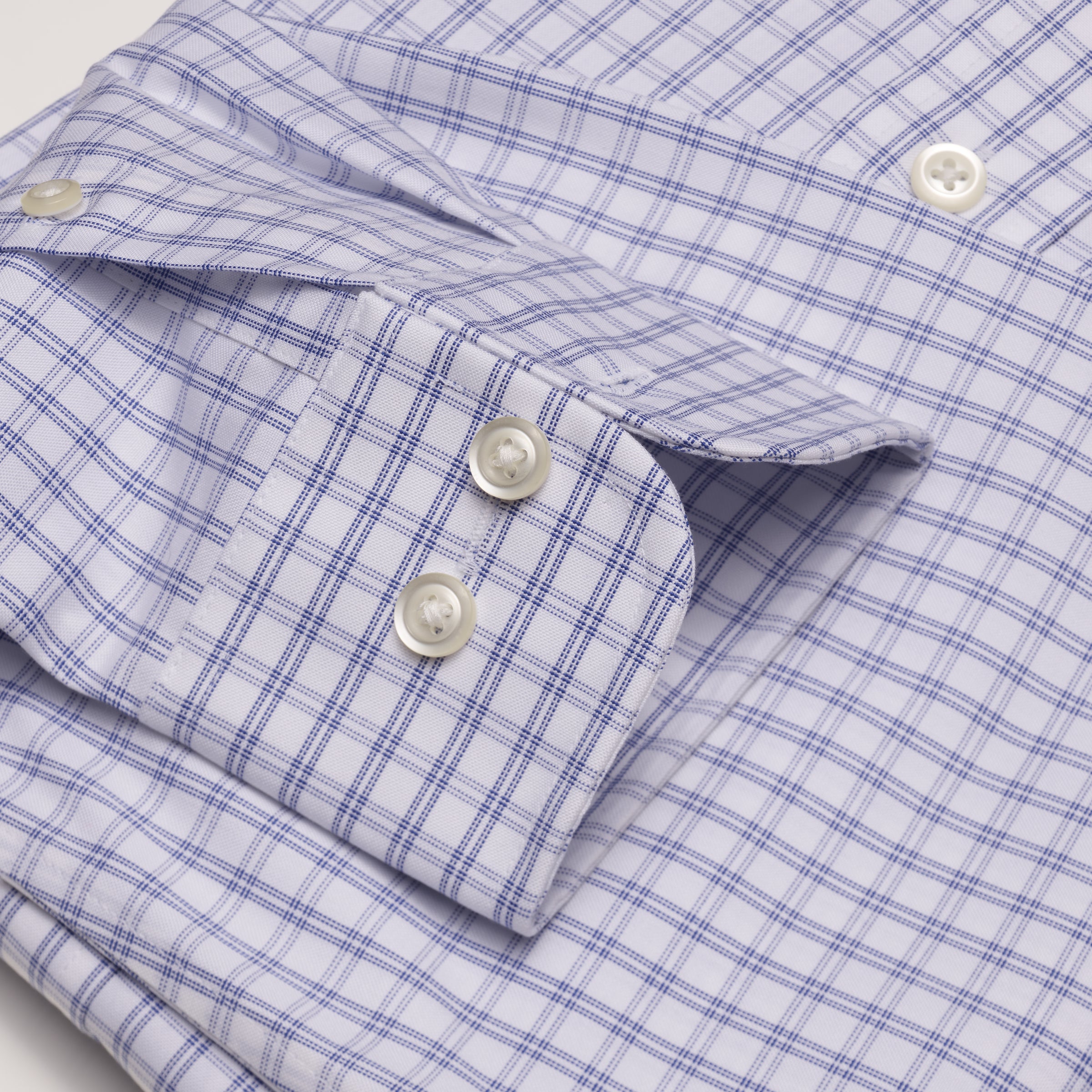 033 SC - Blue Double Bar Check Spread Collar