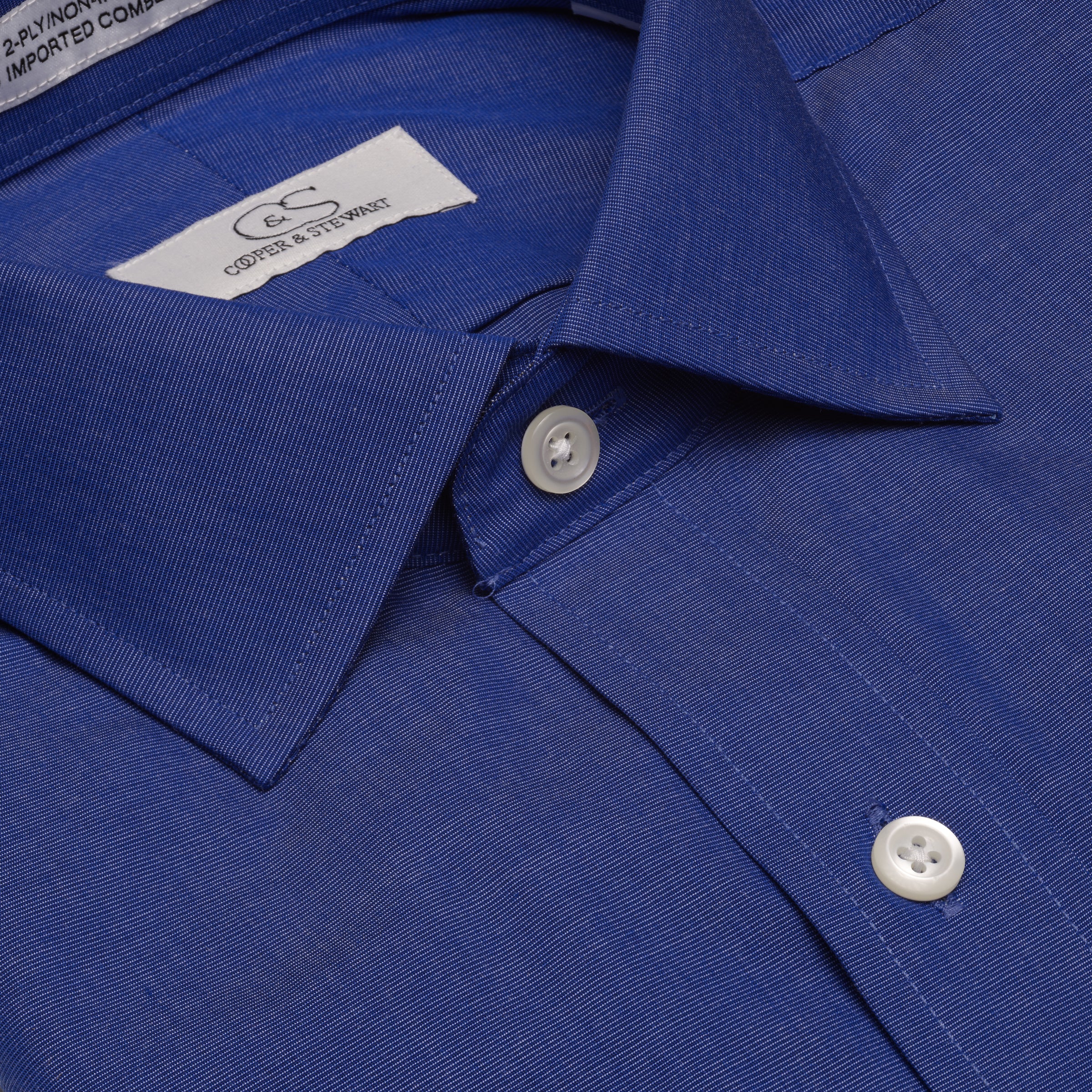 037 TF SC - French Blue Tailored Fit Spread Collar