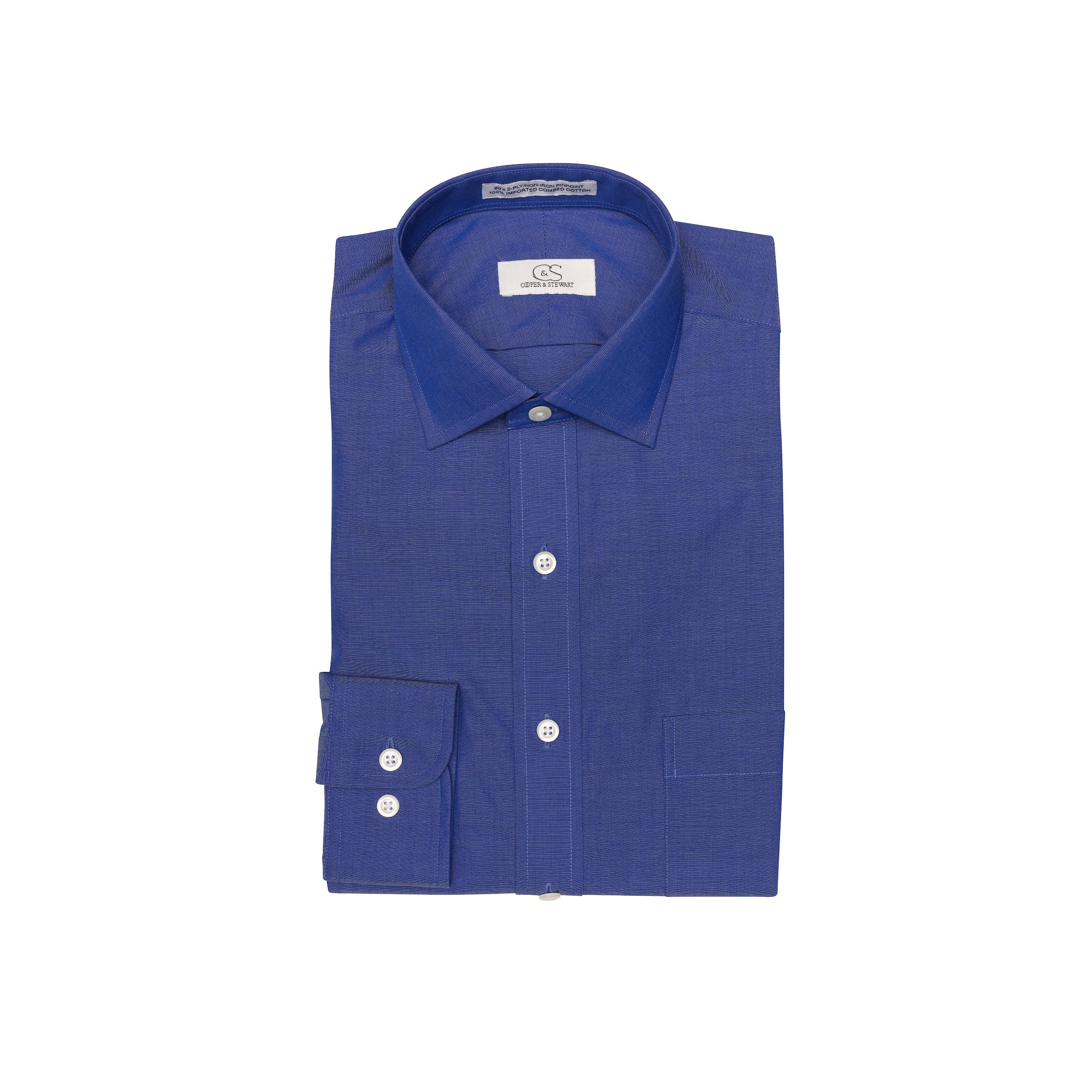 037 TF SC - French Blue Tailored Fit Spread Collar