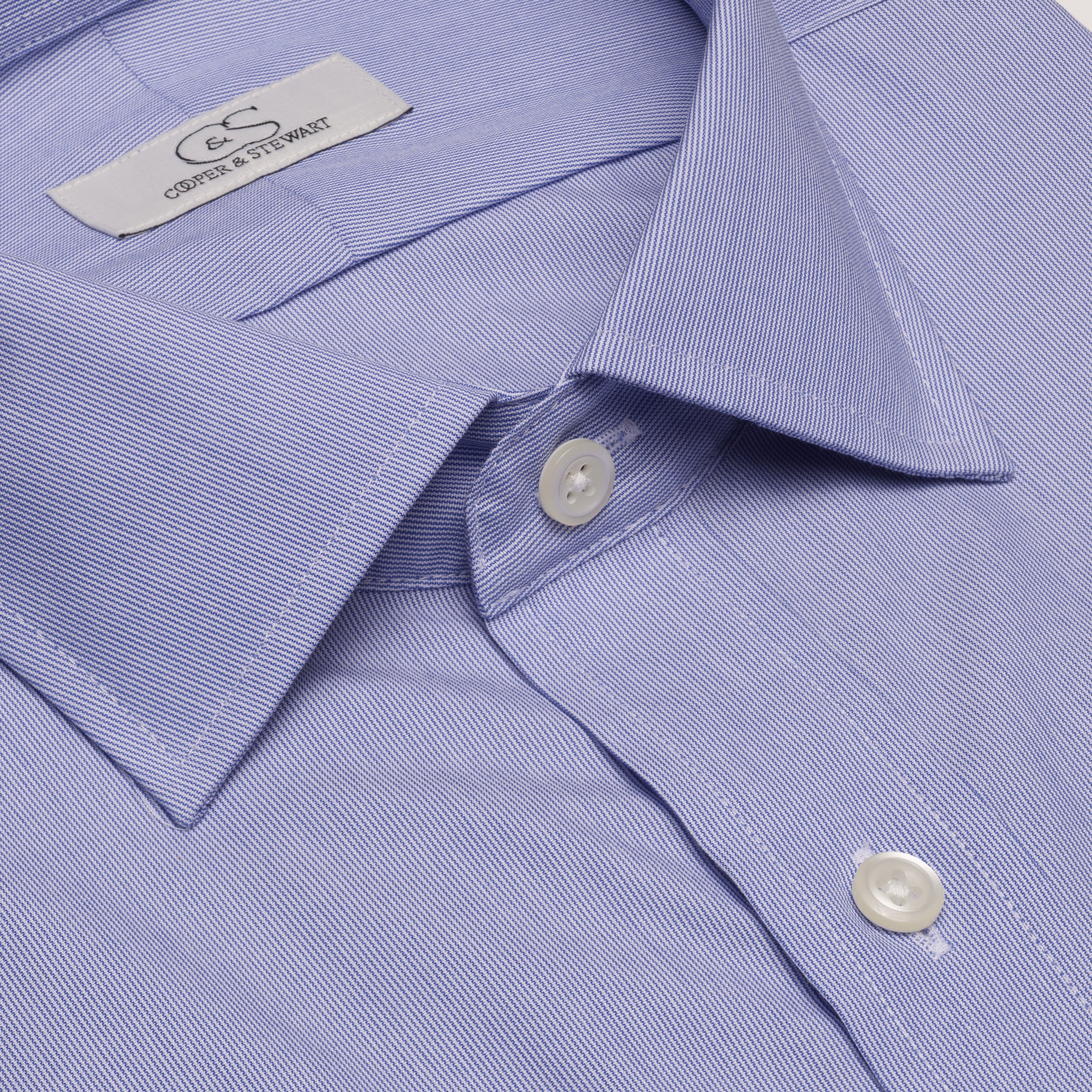 048 SC - Blue Fine Line Stripe Spread Collar