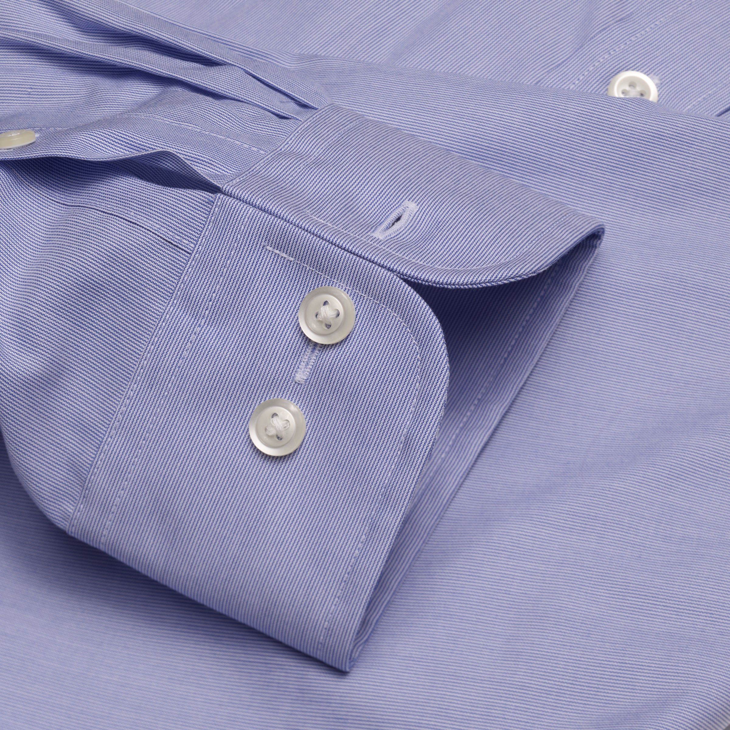 048 TF SC - Blue Fine Line Stripe Tailored Fit Spread Collar