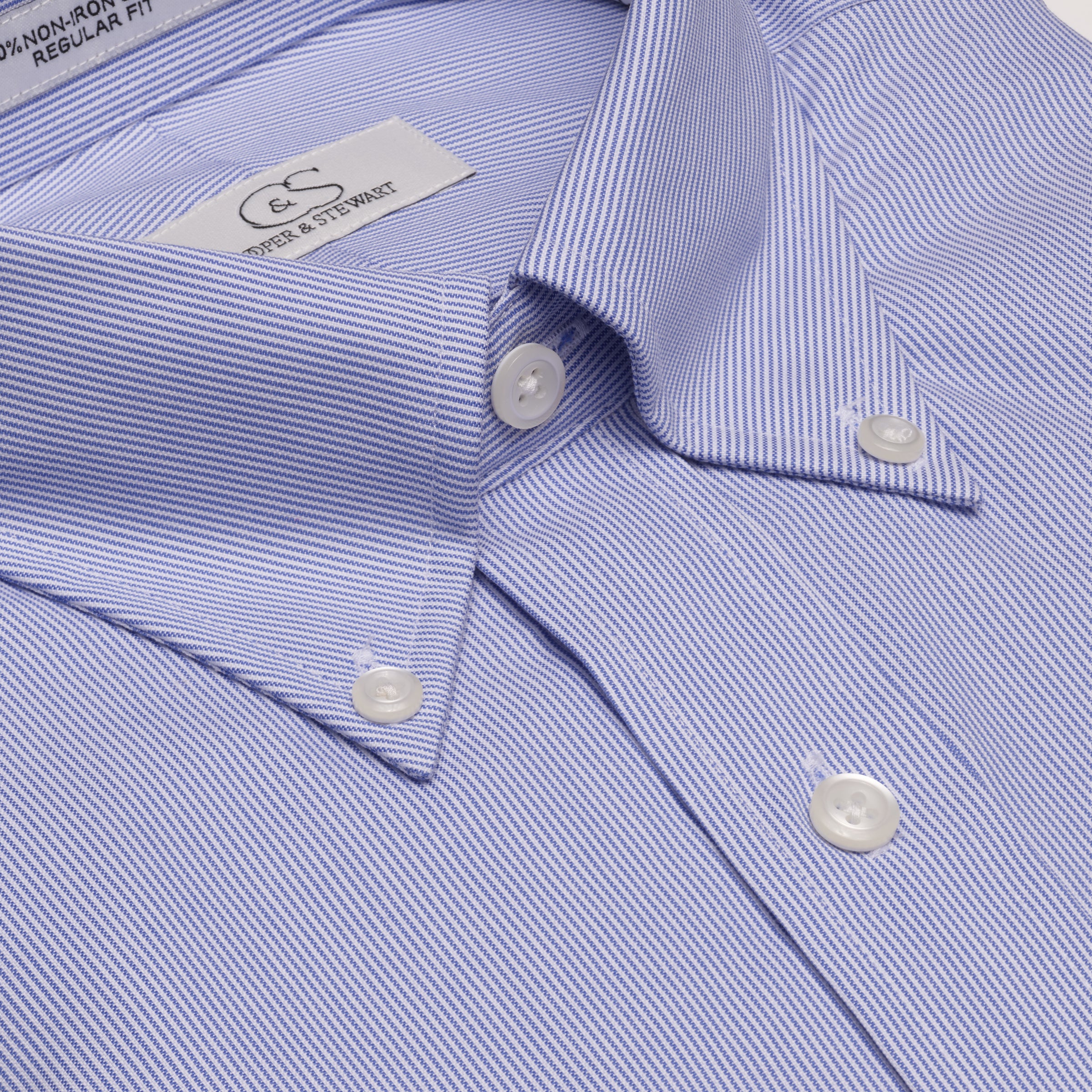 049 BD - Blue Fine Line Stripe Button Down Collar