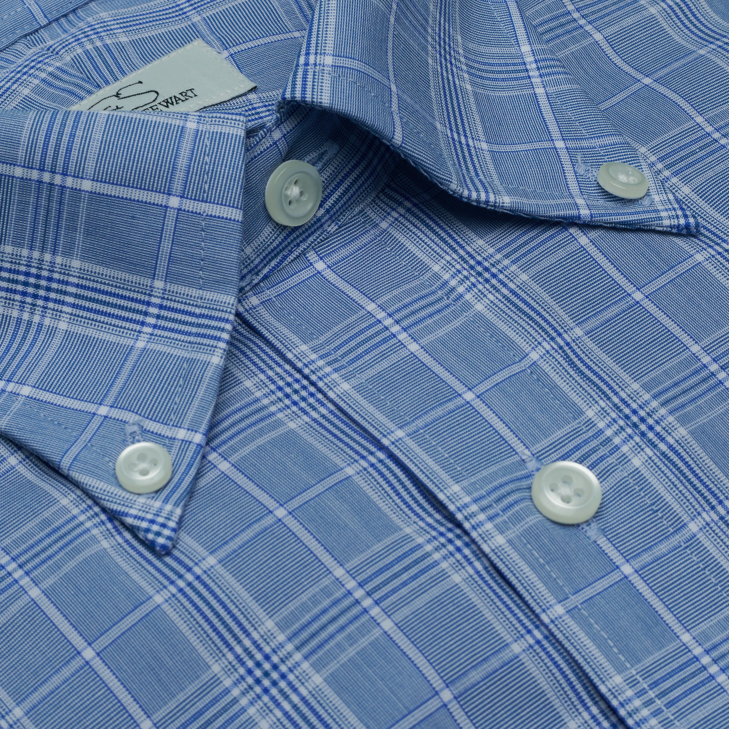 060 TF BD - Blue University Glen Plaid Tailored Fit Button Down Collar