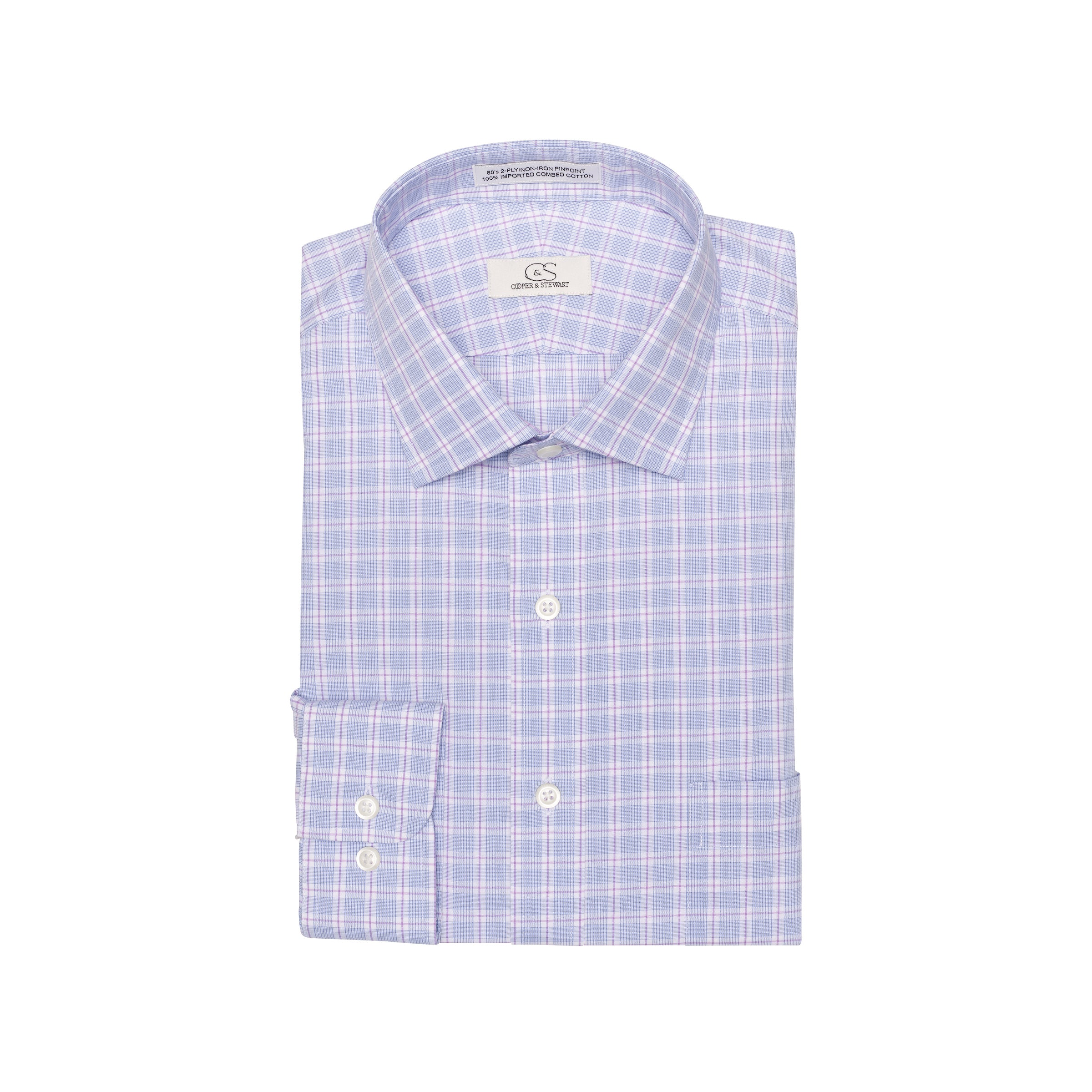 066 SC - Multi Track Plaid Spread Collar