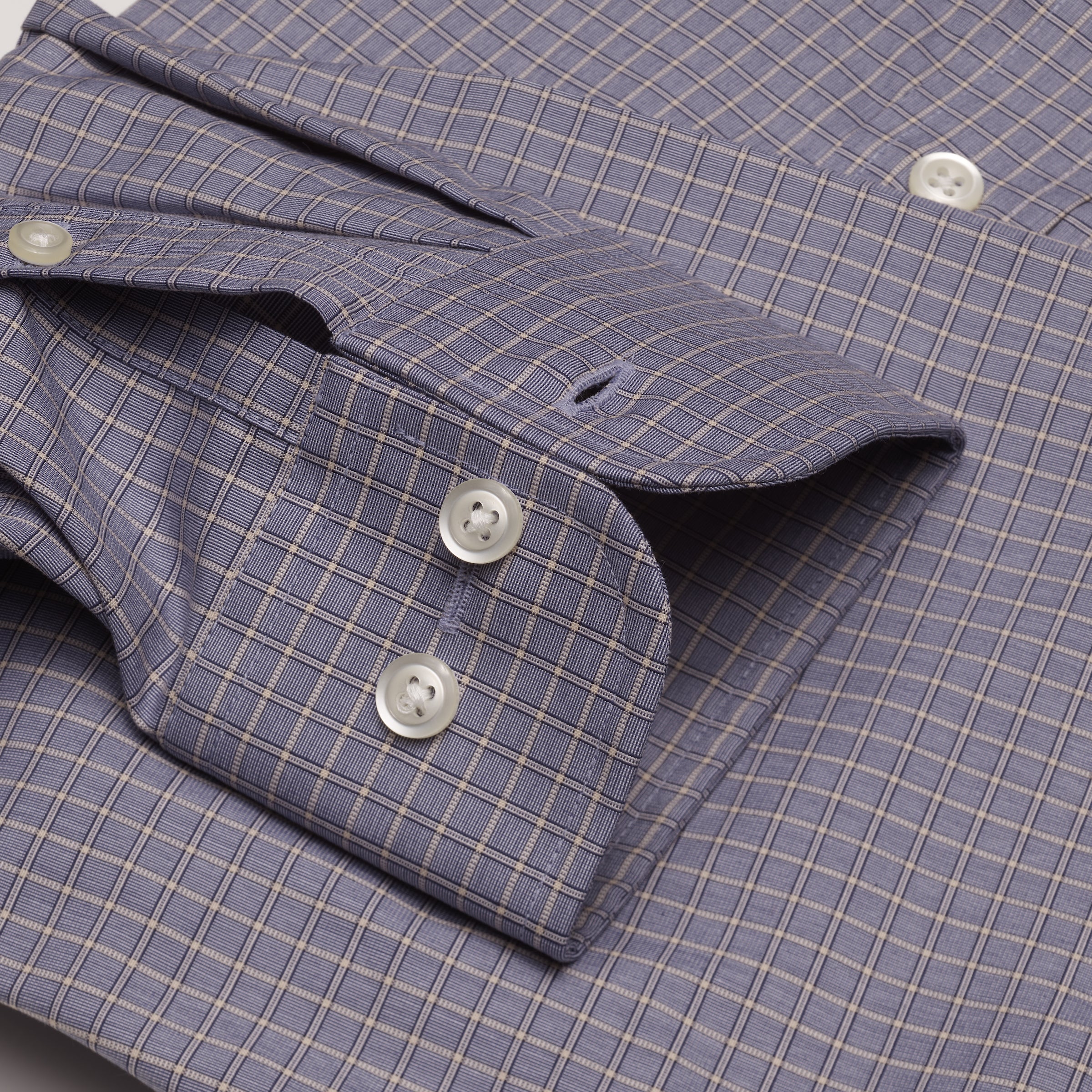 067 SC - Blue Royal Neat Check Spread Collar