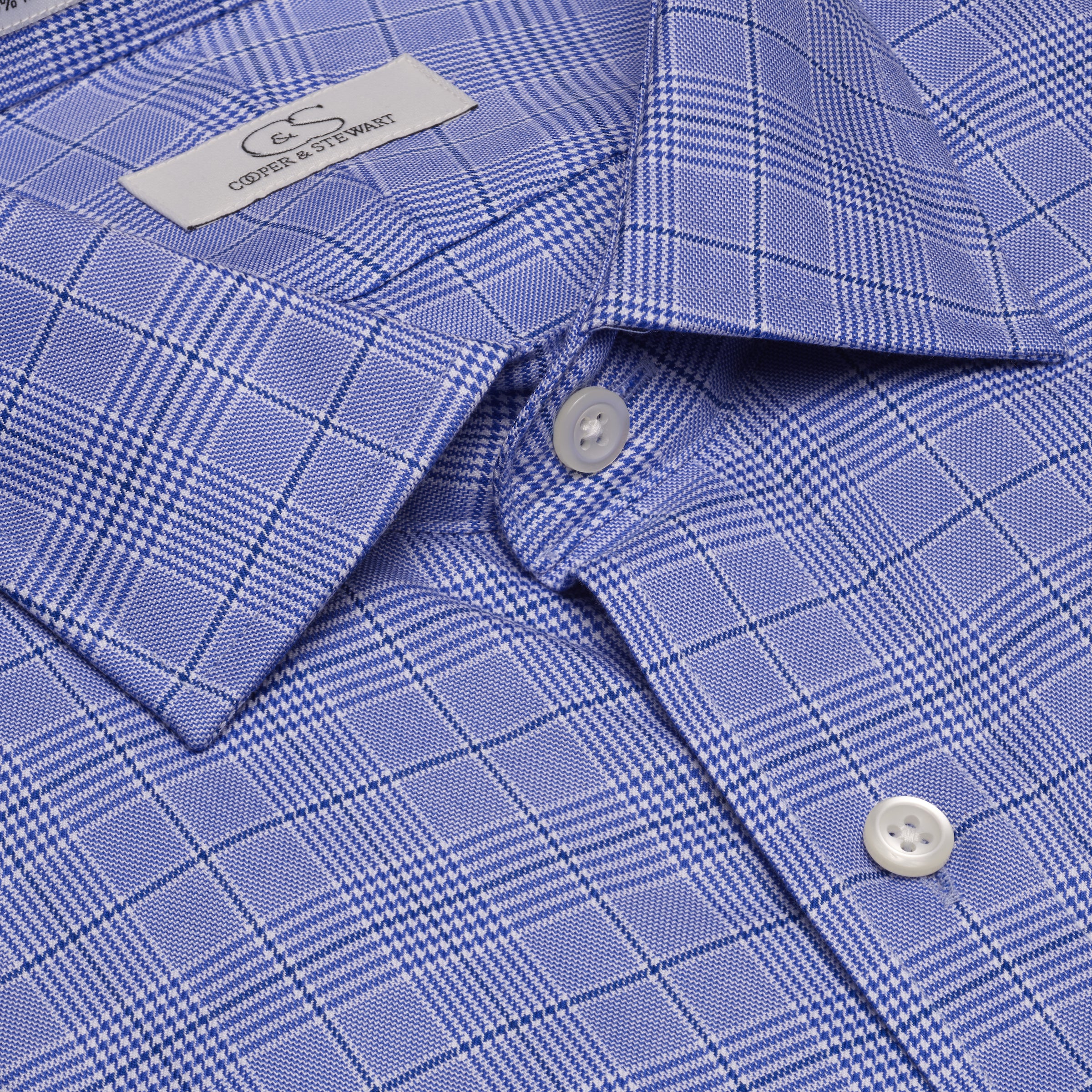 069 SC - Blue Royal Glen Plaid Spread Collar