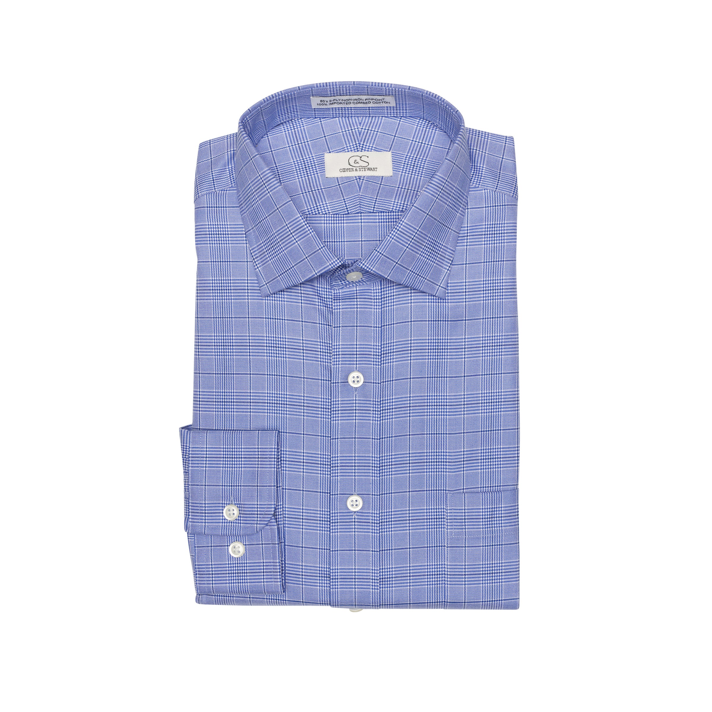069 SC - Blue Royal Glen Plaid Spread Collar