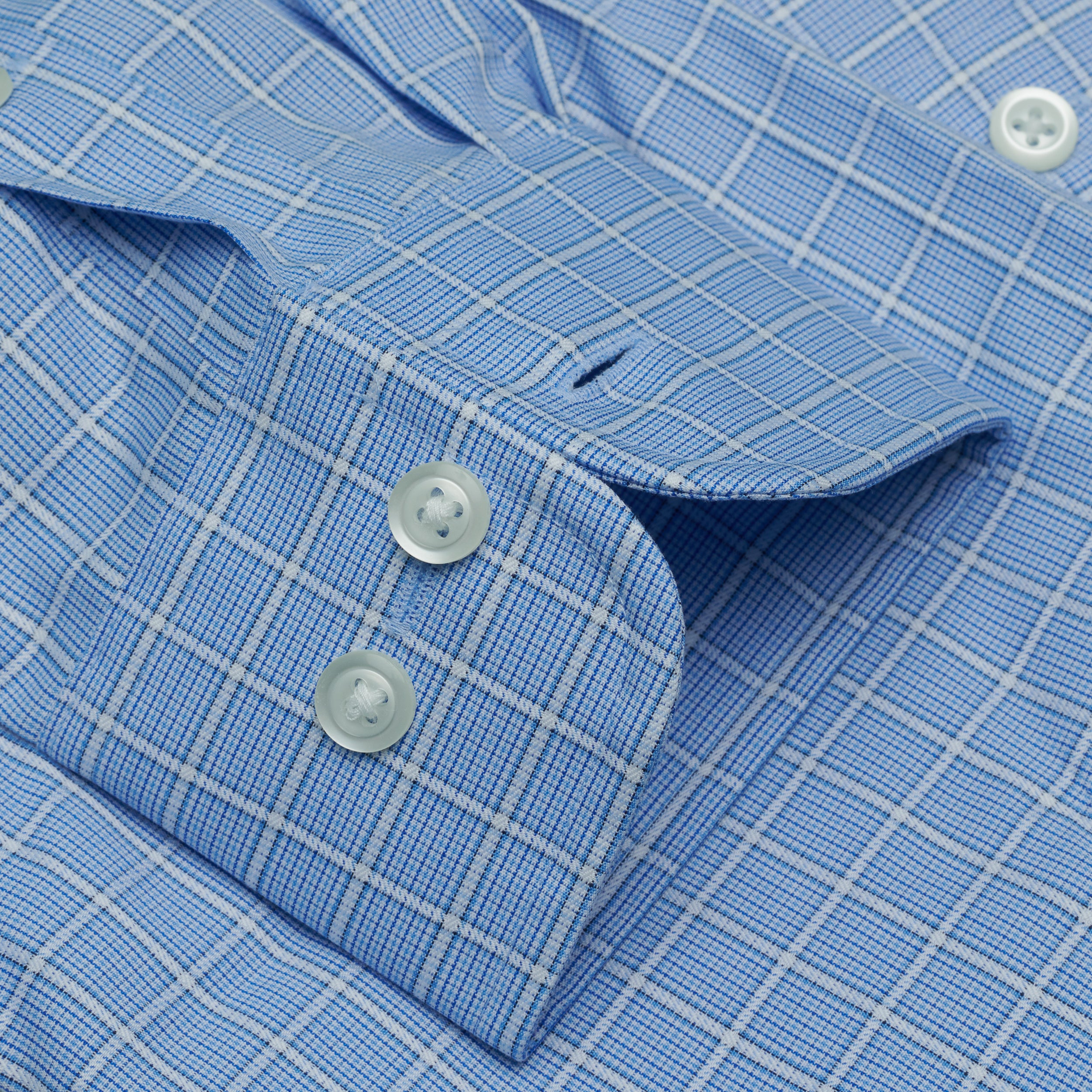 072 SC - Blue Overlay Check Spread Collar