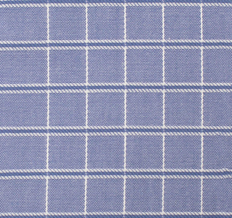 073 SC - Blue Satin Check Spread Collar